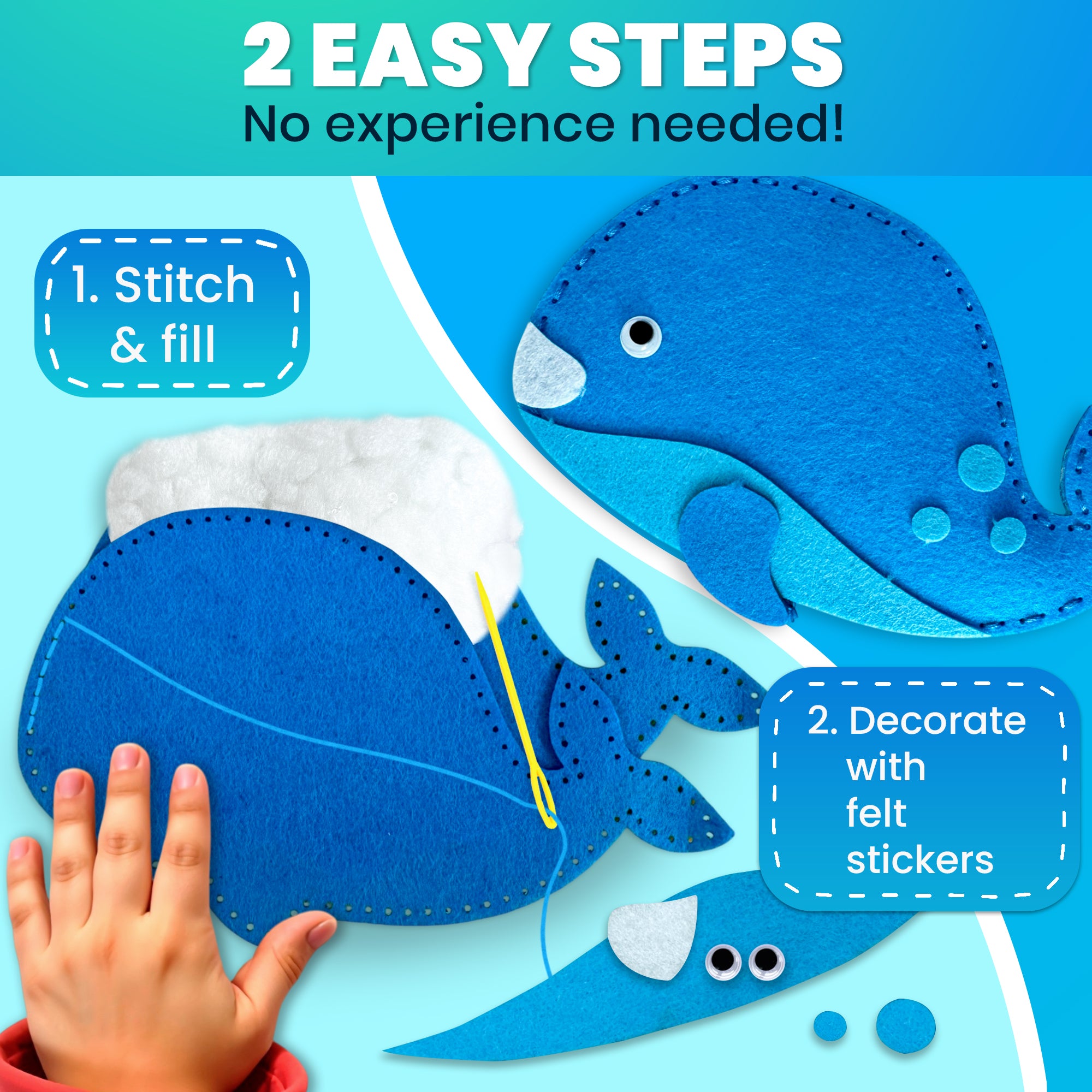 Craft Kits for Kids - 12 Sea Animals Sewing Kit Basic