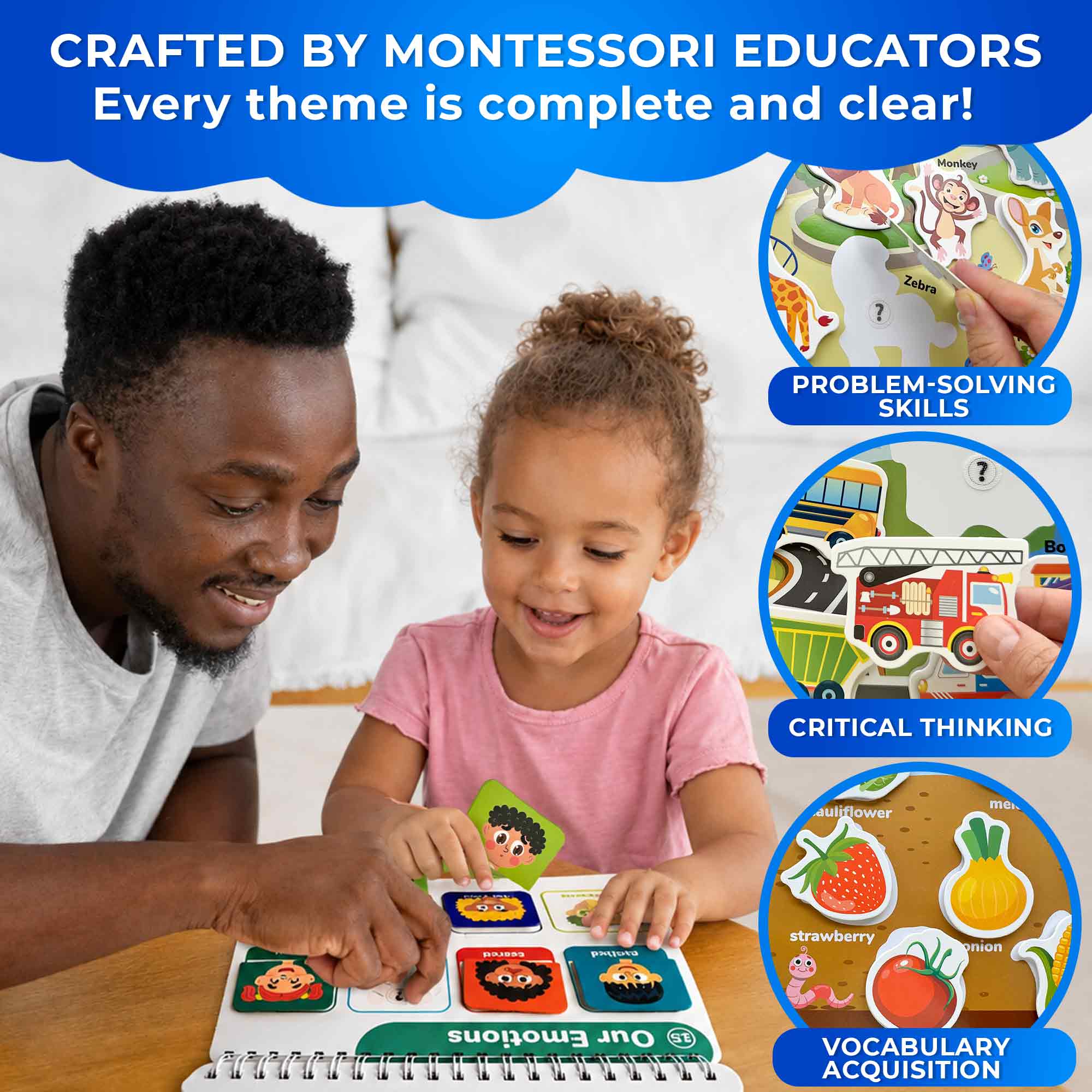 Montessori Busy Book for Toddlers |  Activity Book with Interactive Pages