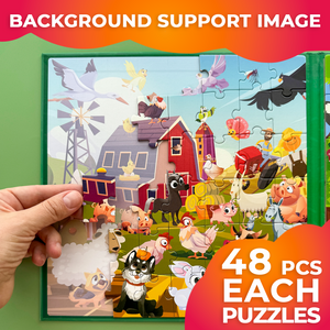 QUOKKA Magnetic Book 2x48 Piece Puzzles for Kids | Farm & Forest