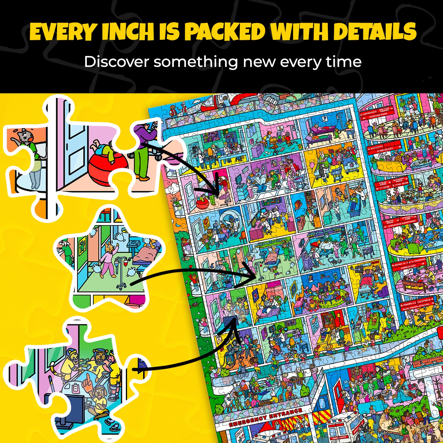 1000 Pcs Puzzle for Adults with Hidden Tasks - Hospital Chaos