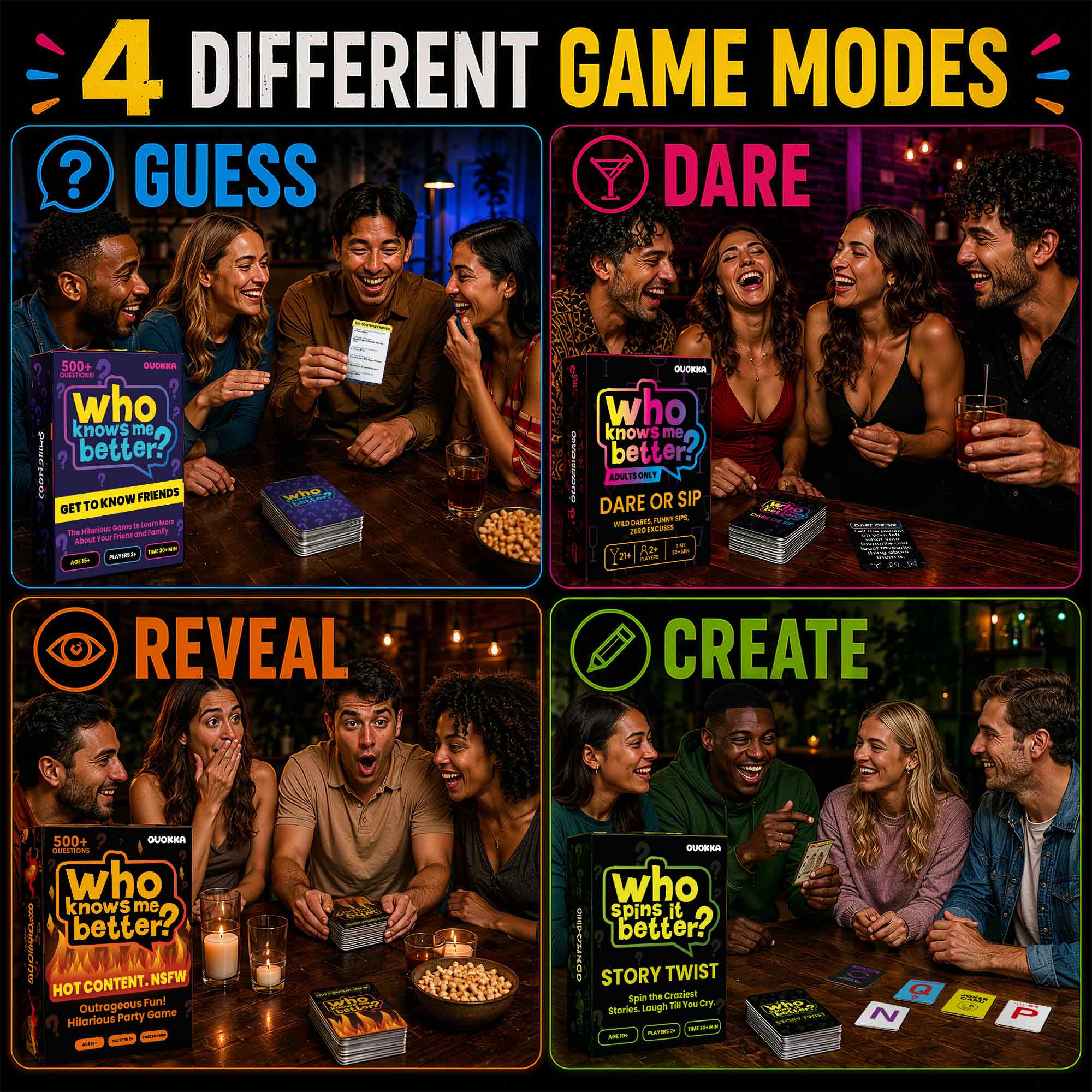 4 Set Party Games – Who Knows Me Better? for Adults