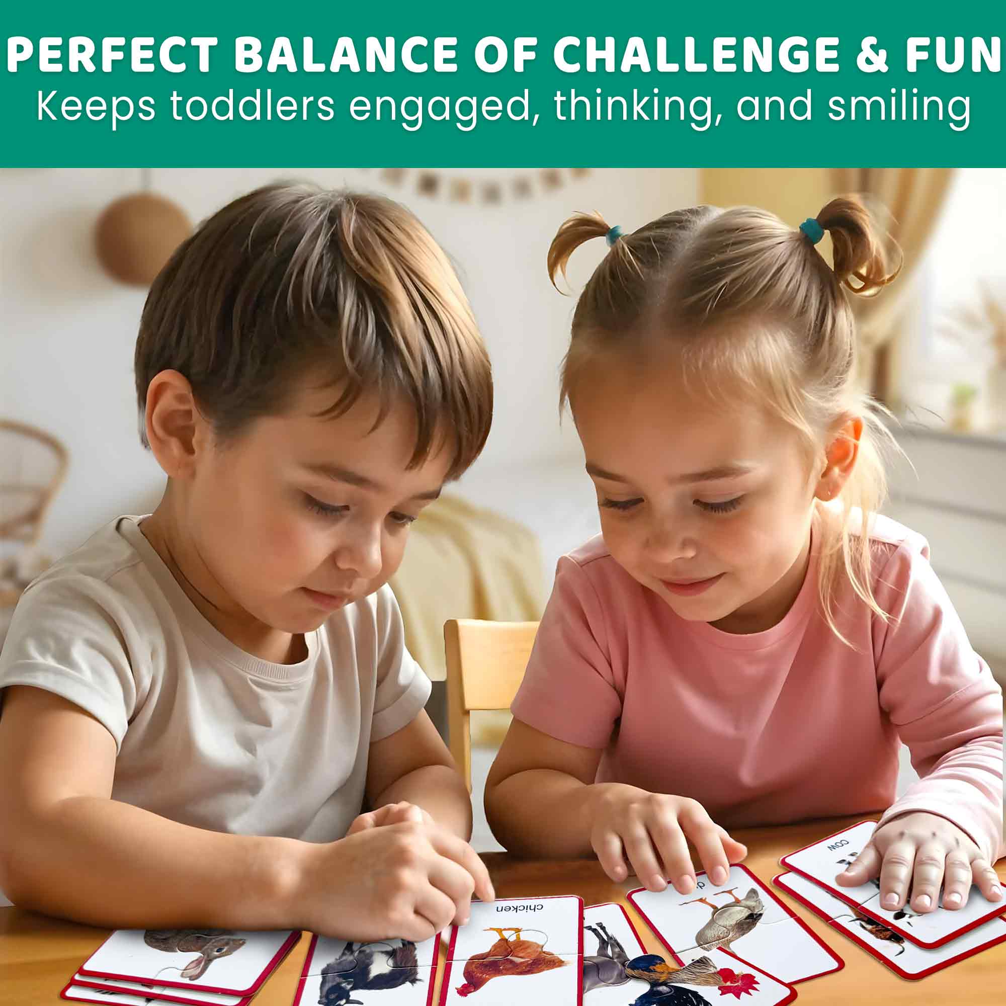 Matching Puzzle for Toddlers - 16 Realistic Pairs Farm Animals