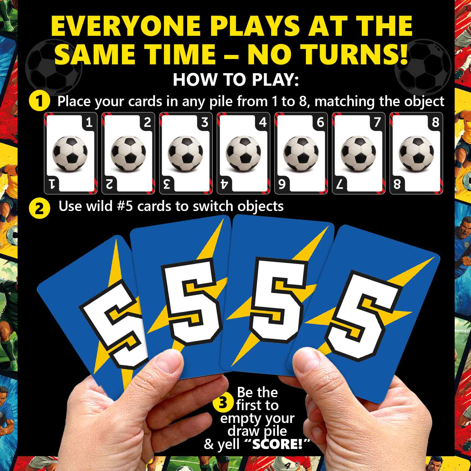 Fast-Paced Soccer Card Game for Kids & Adults