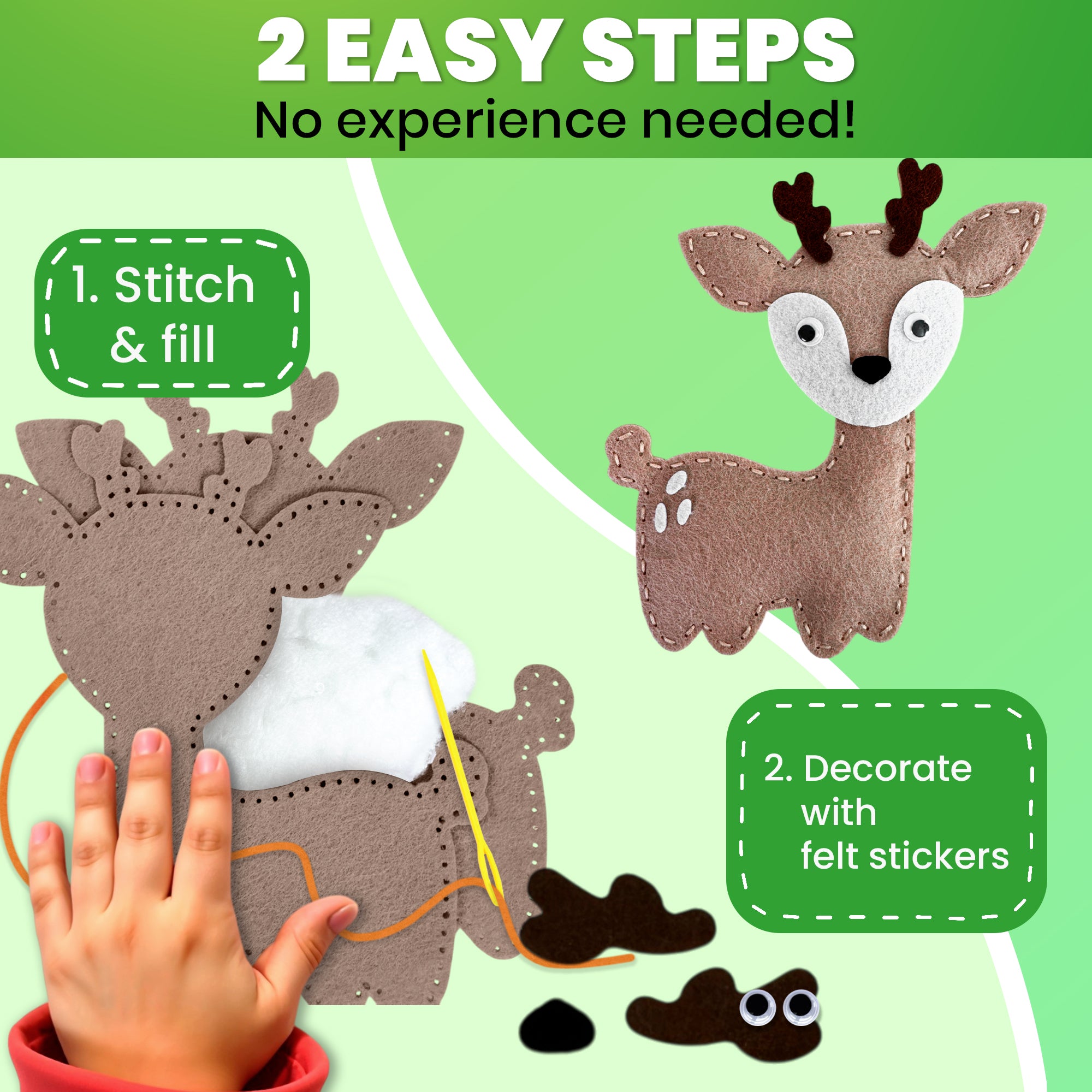 Craft Kits for Kids - 12 Forest Animals Sewing Kit Basic