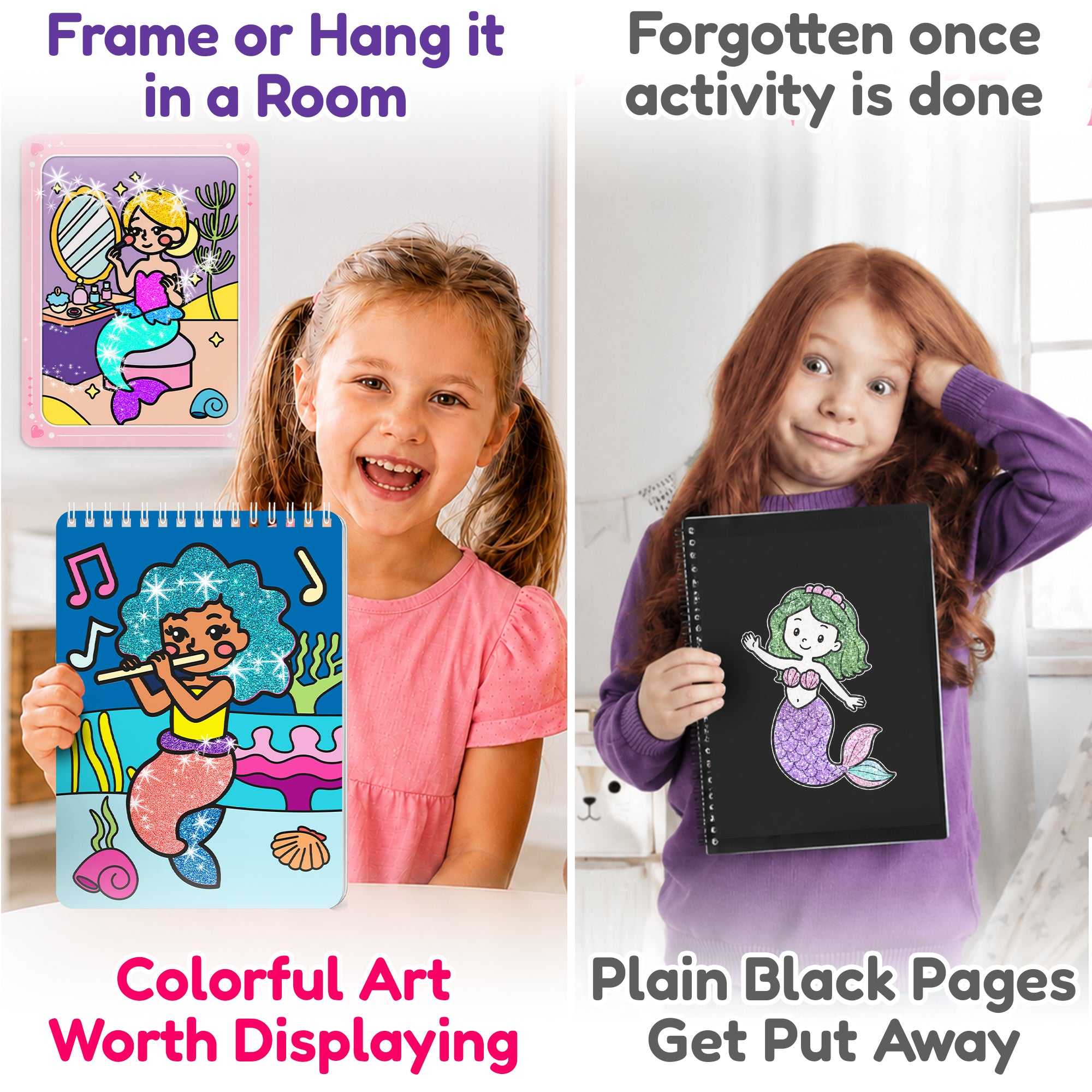 Foil Art Crafts Activity Book with Coloring Pages for Kids Mermaids