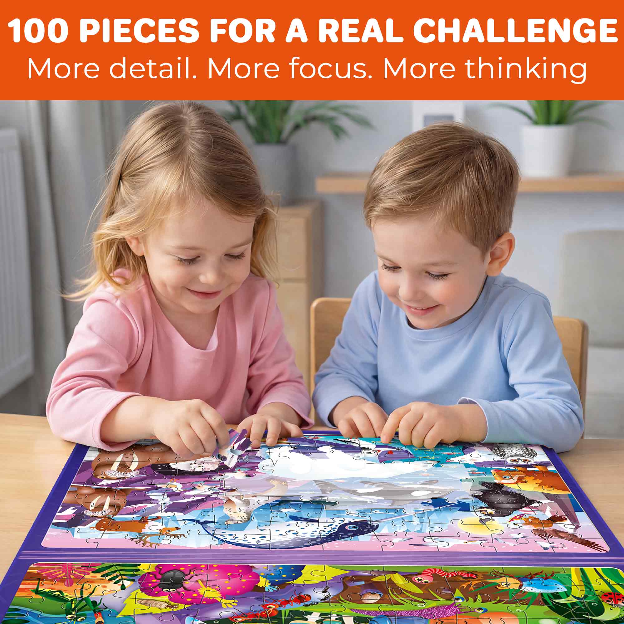 Magnetic Puzzle 2x100 Pcs Puzzles for Kids - Bugs & Polar Animals