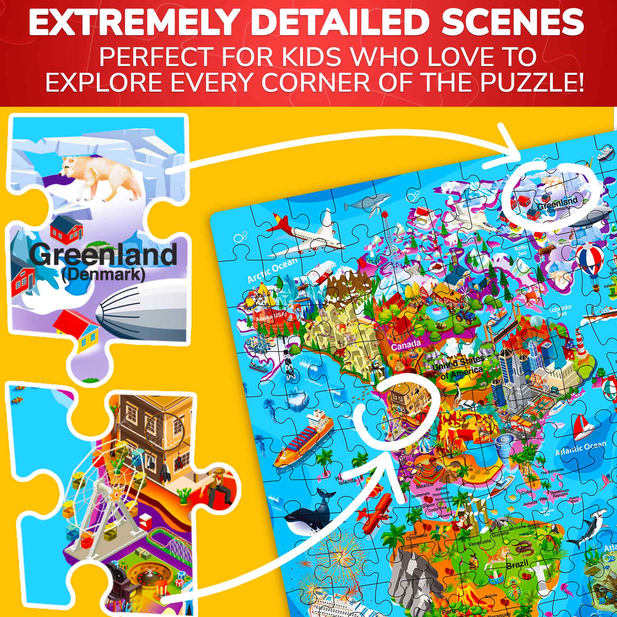 300 Pcs Search & Find Floor Puzzles | Maps & Space