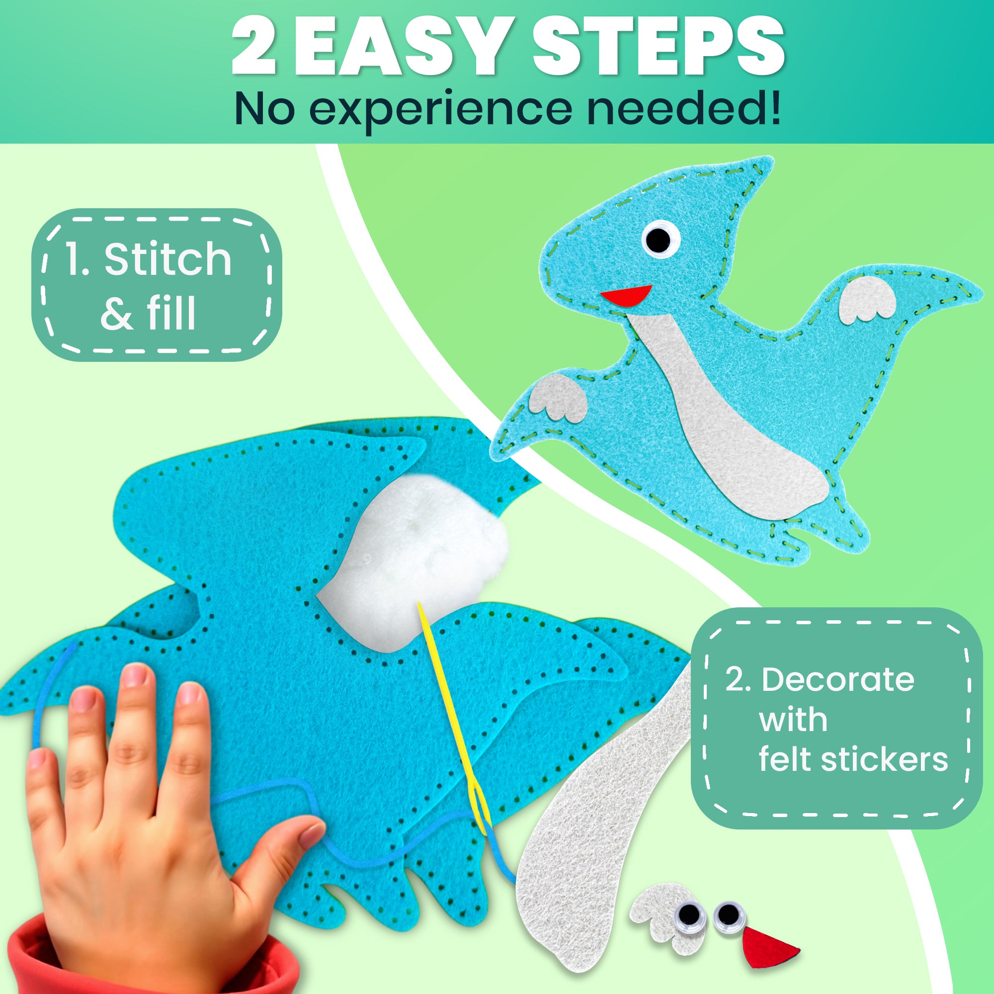 Craft Kits for Kids - 12 Wild Dino Sewing Kit Basic