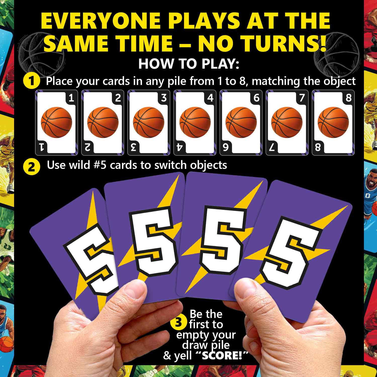 Fast-Paced Basketball Card Game for Kids & Adults