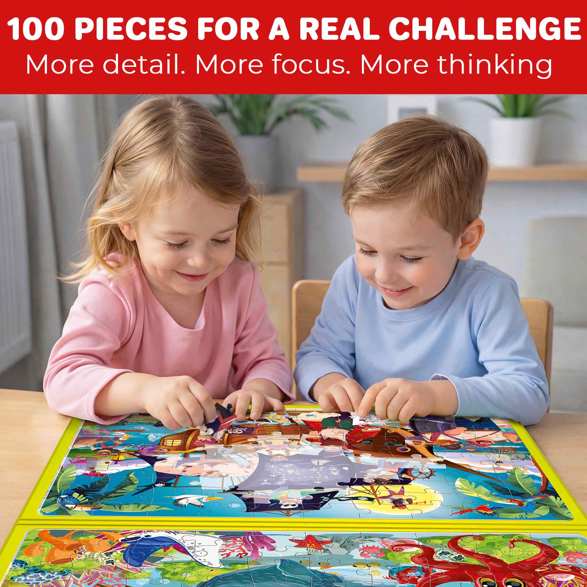 Magnetic Puzzle 2x100 Pcs Puzzles for Kids - Ocean & Pirates