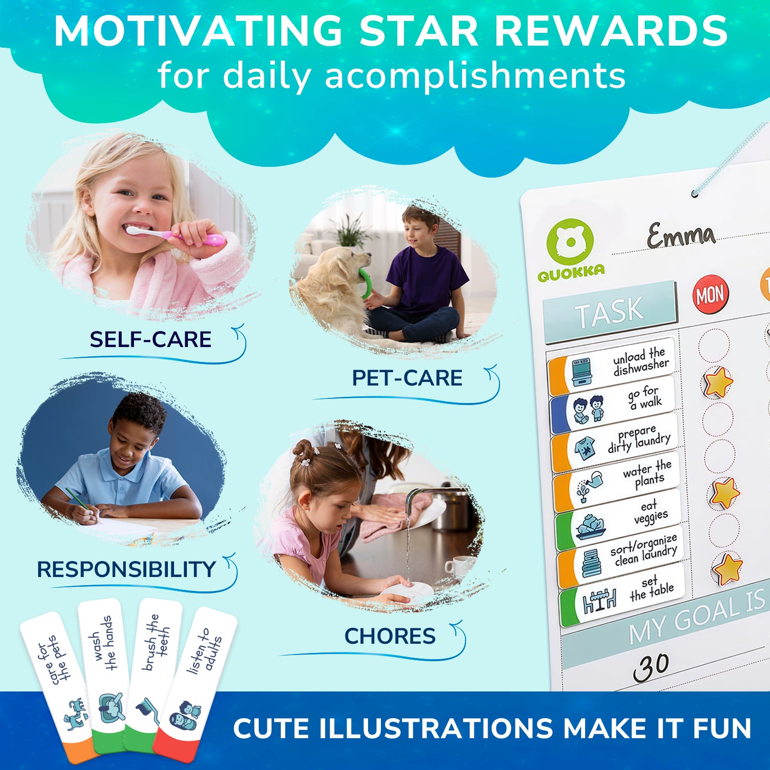 Reward Chart for Kids - Magnetic Behavior Chore Chart for Home