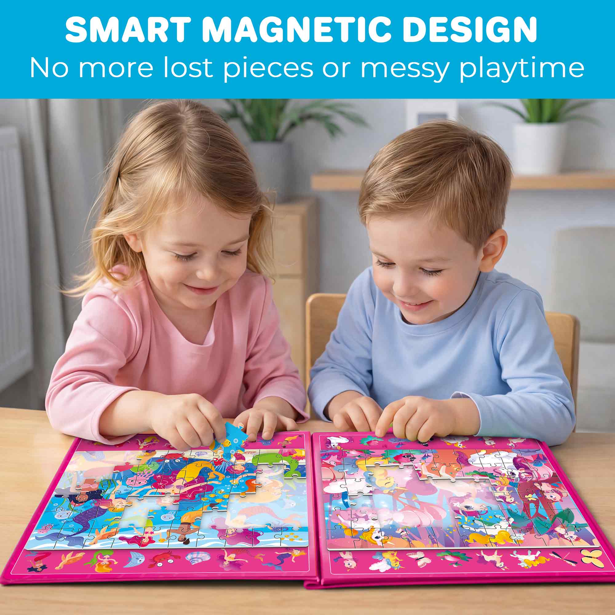 Magnetic Puzzle 2x60 Pcs Puzzles for Kids - Mermaids & Unicorns