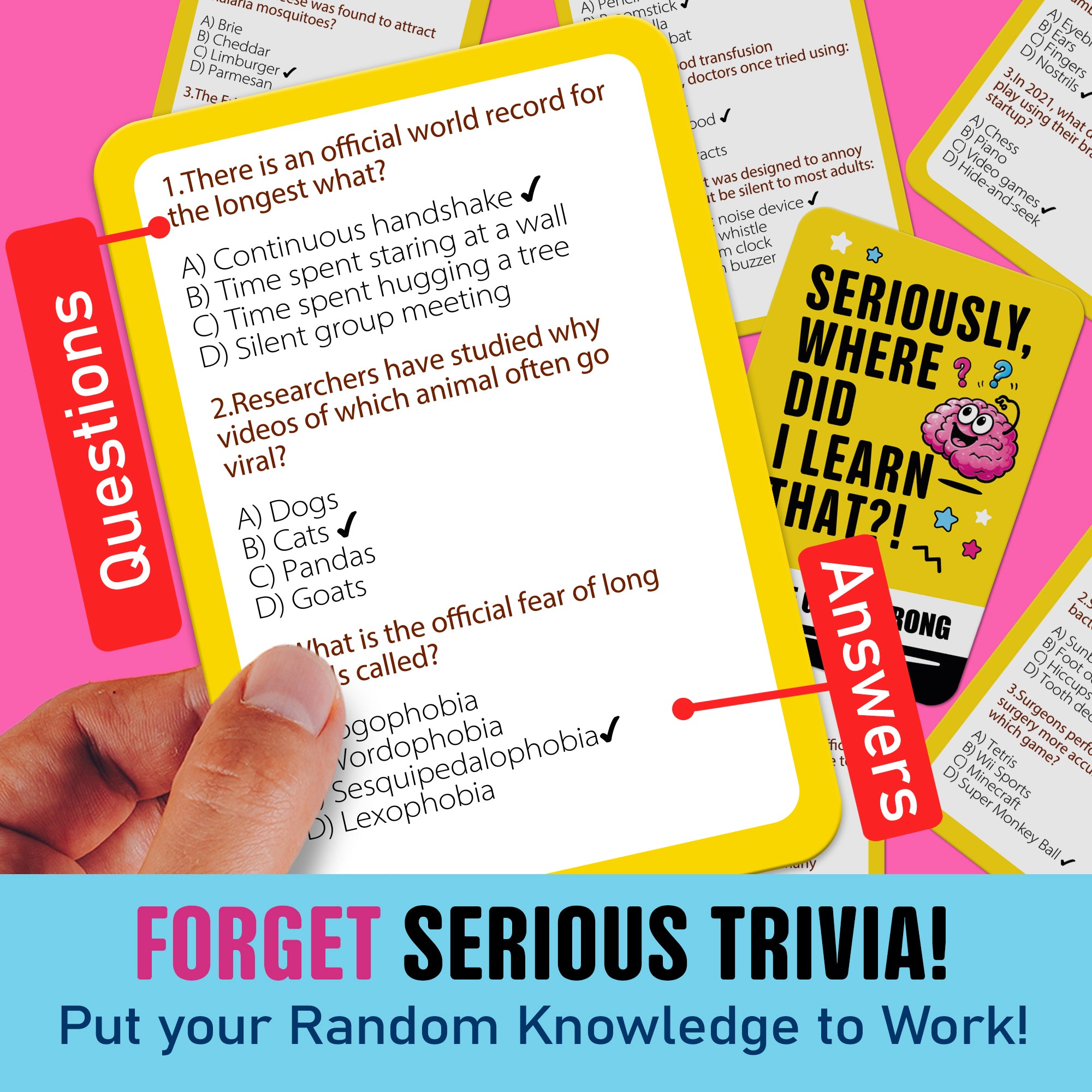 Trivia Card Games for Adults & Teens - 300 Questions on Science Facts