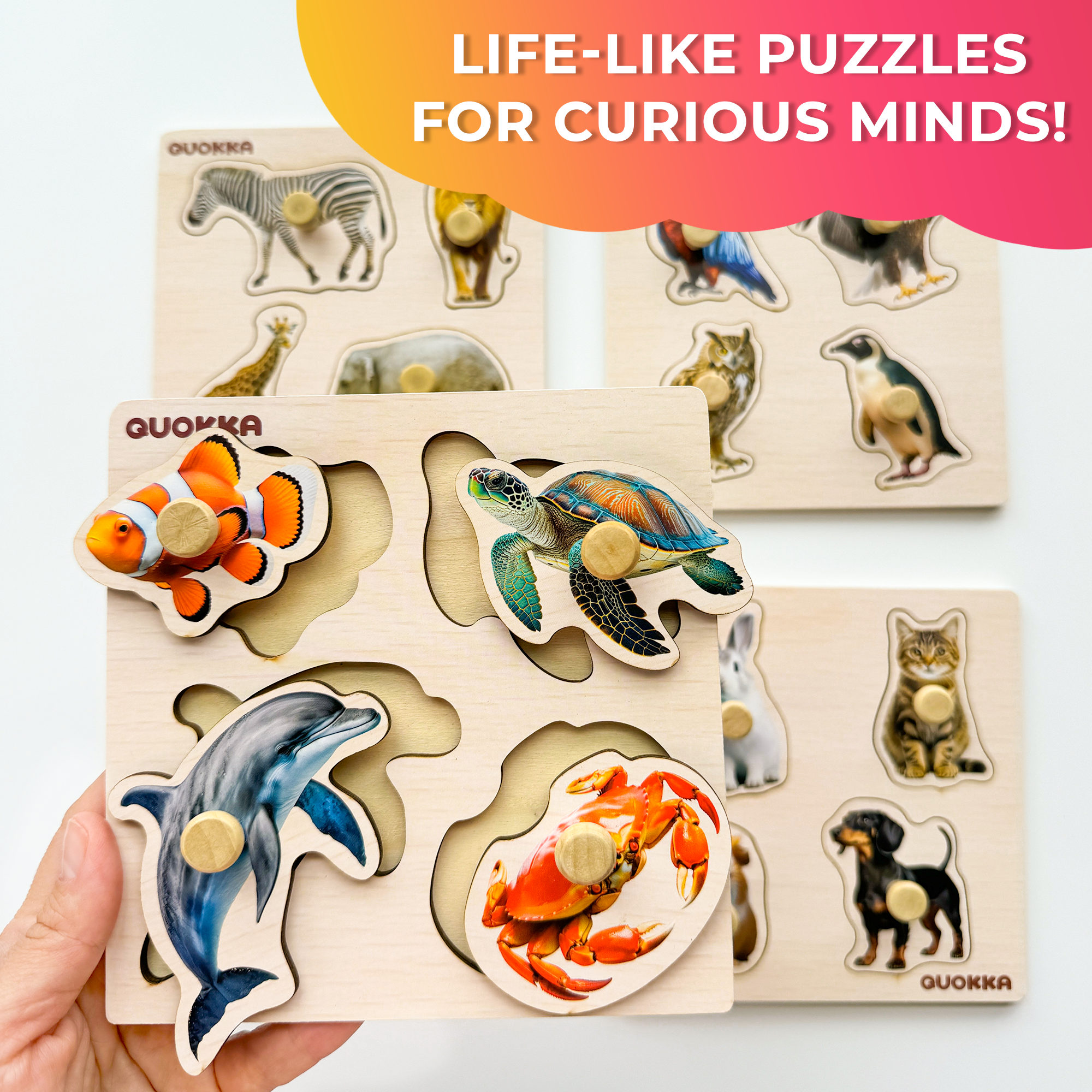 QUOKKA 4 Set Pegged Puzzles for Toddlers and Kids