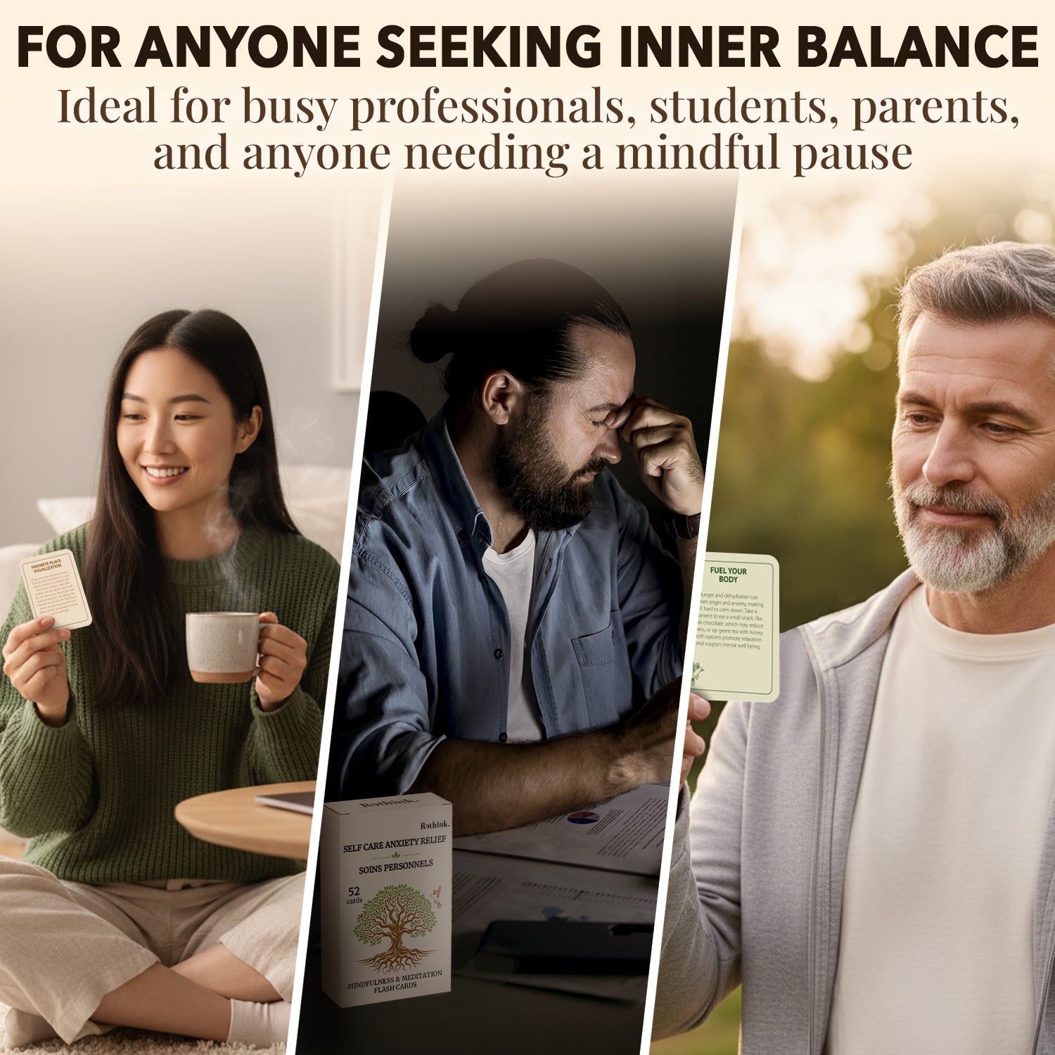 Self-Care & Anxiety Relief – 52 Mindfulness Cards for Emotional Balance