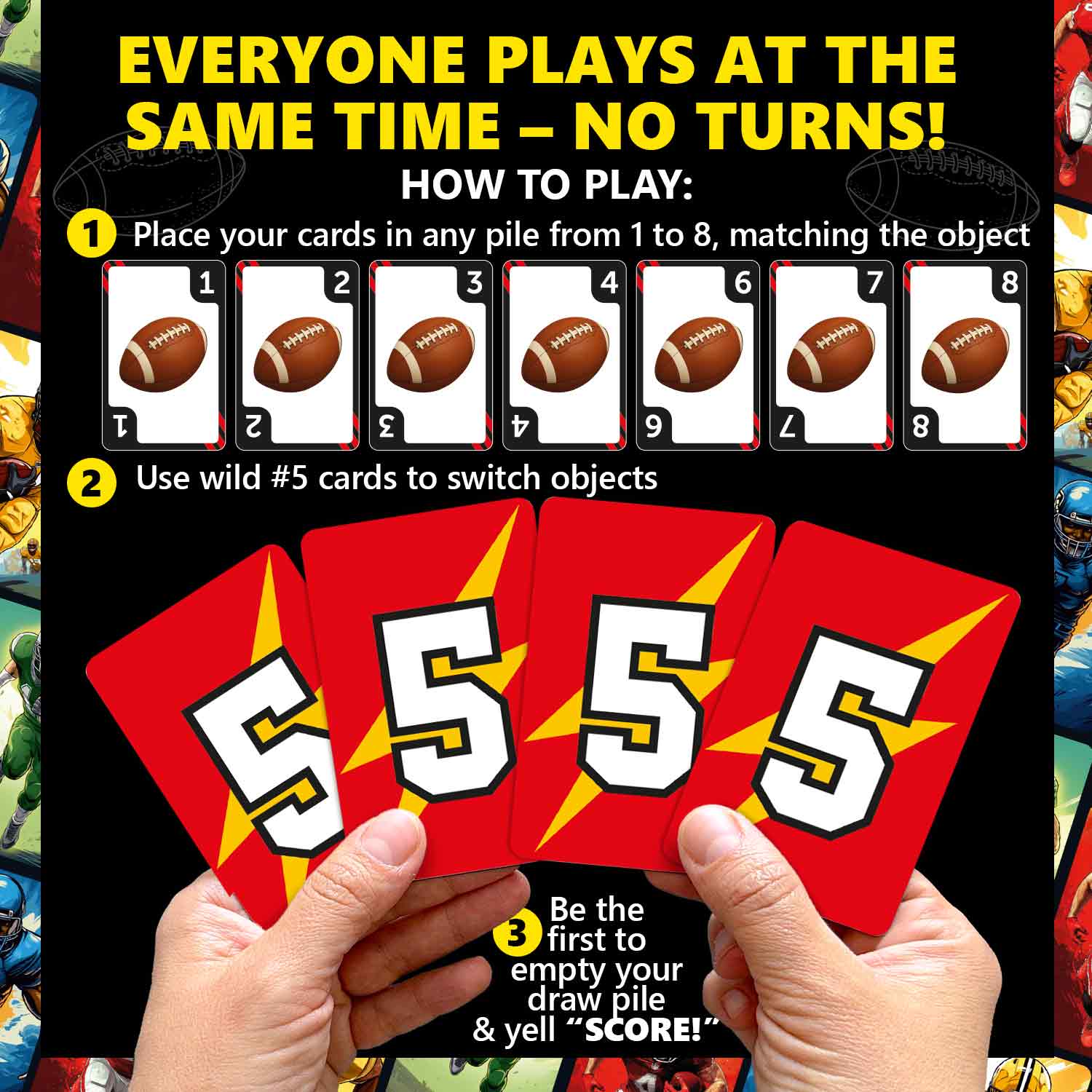 Fast-Paced Football Card Game for Kids & Adults