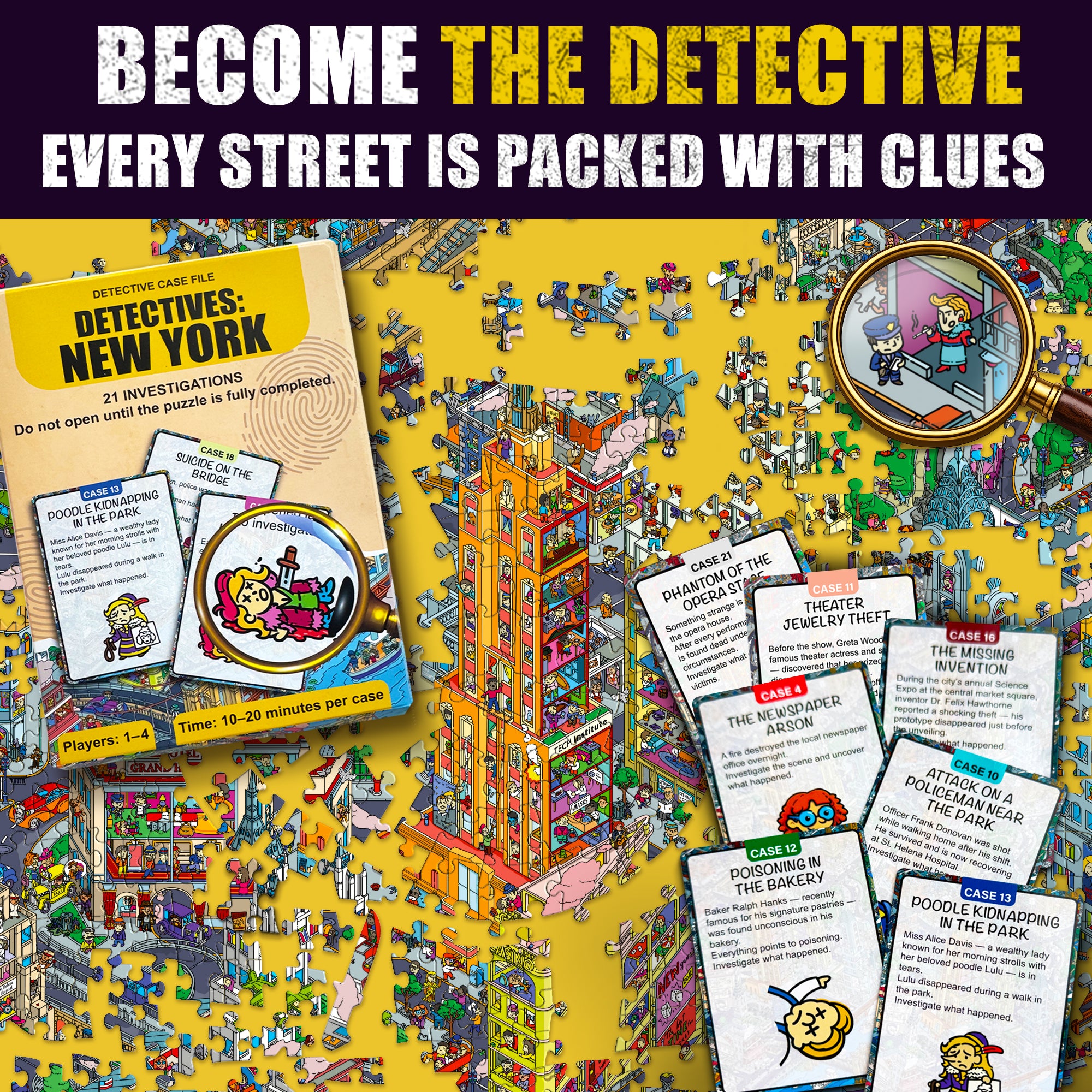 1000 Pcs Puzzle for Adults Detective with 21 Cases - New York