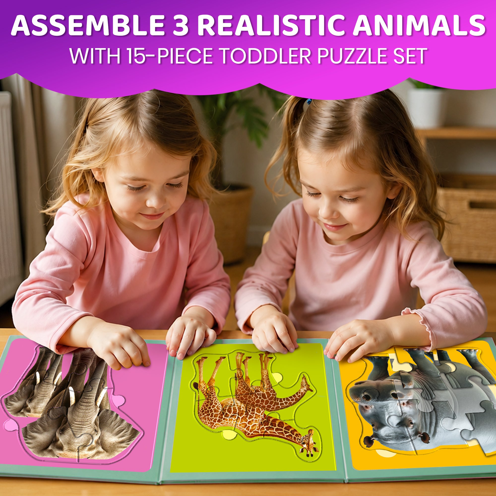 Step Up Magnetic Puzzles for Toddlers - Safari Animals