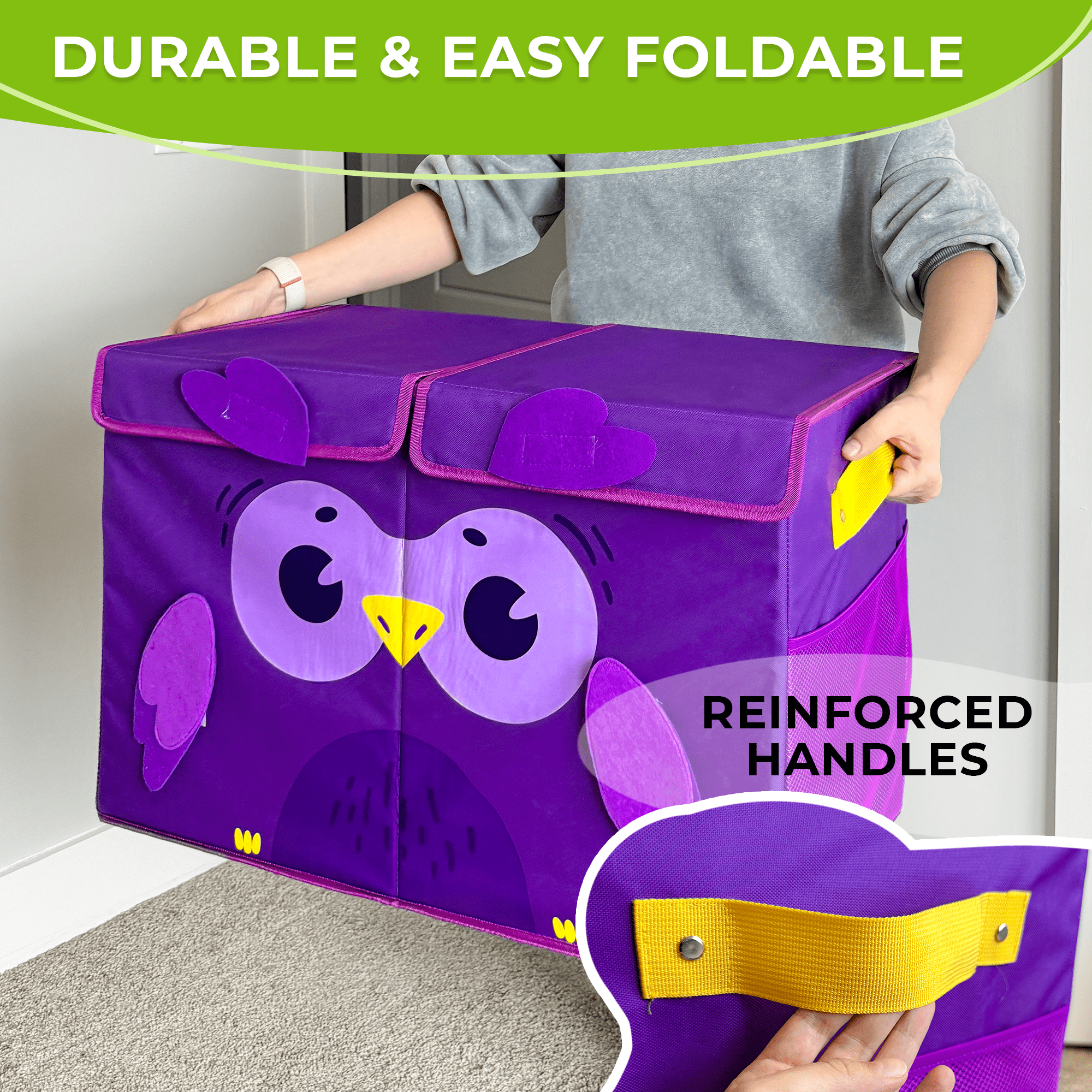 QUOKKA Owl Toy Storage Box | Toy Chest Organizer for Kids