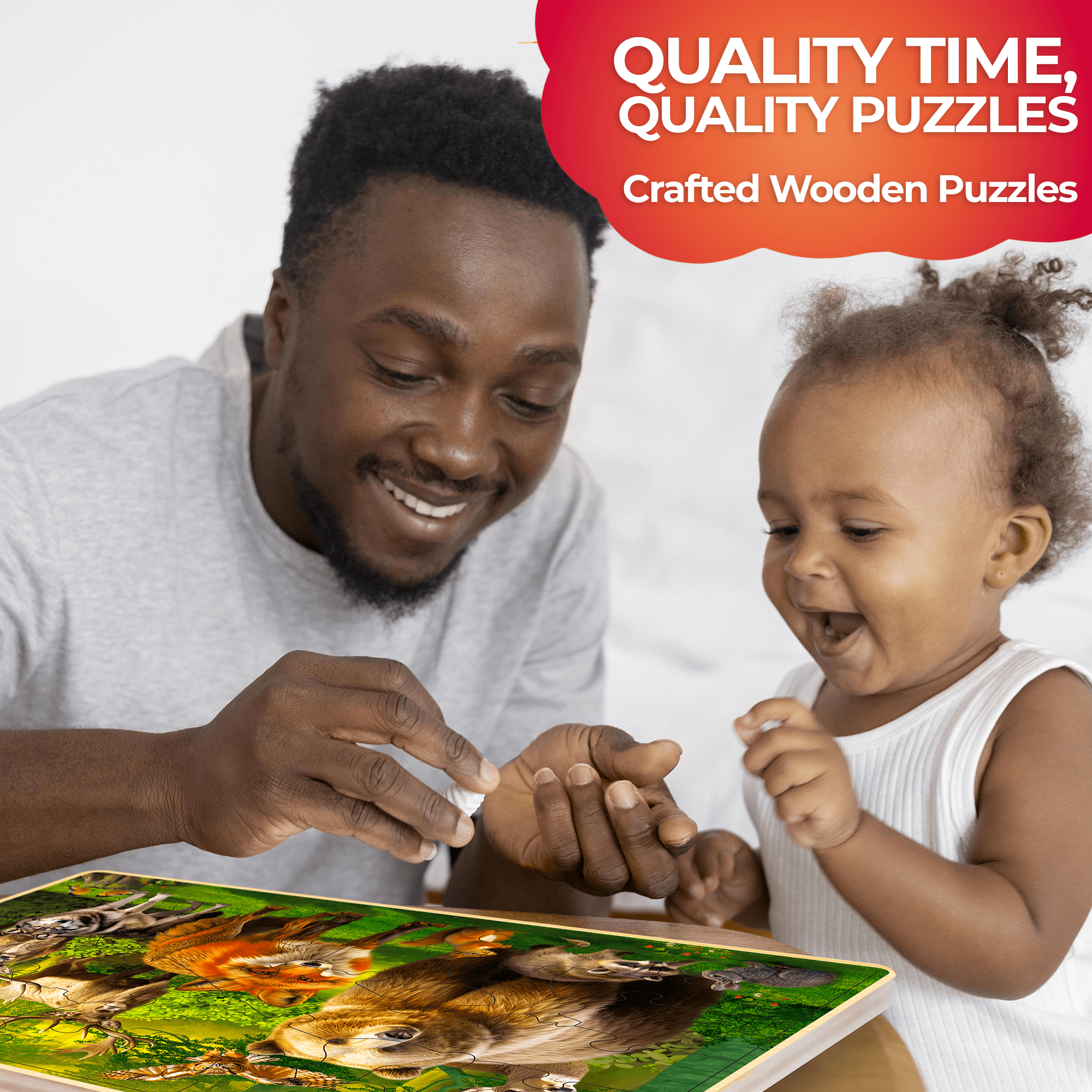 QUOKKA 4 Set 48 Piece Jigsaw Wooden Puzzles for Kids | Wild Animals, Africa, Ocean & Farm