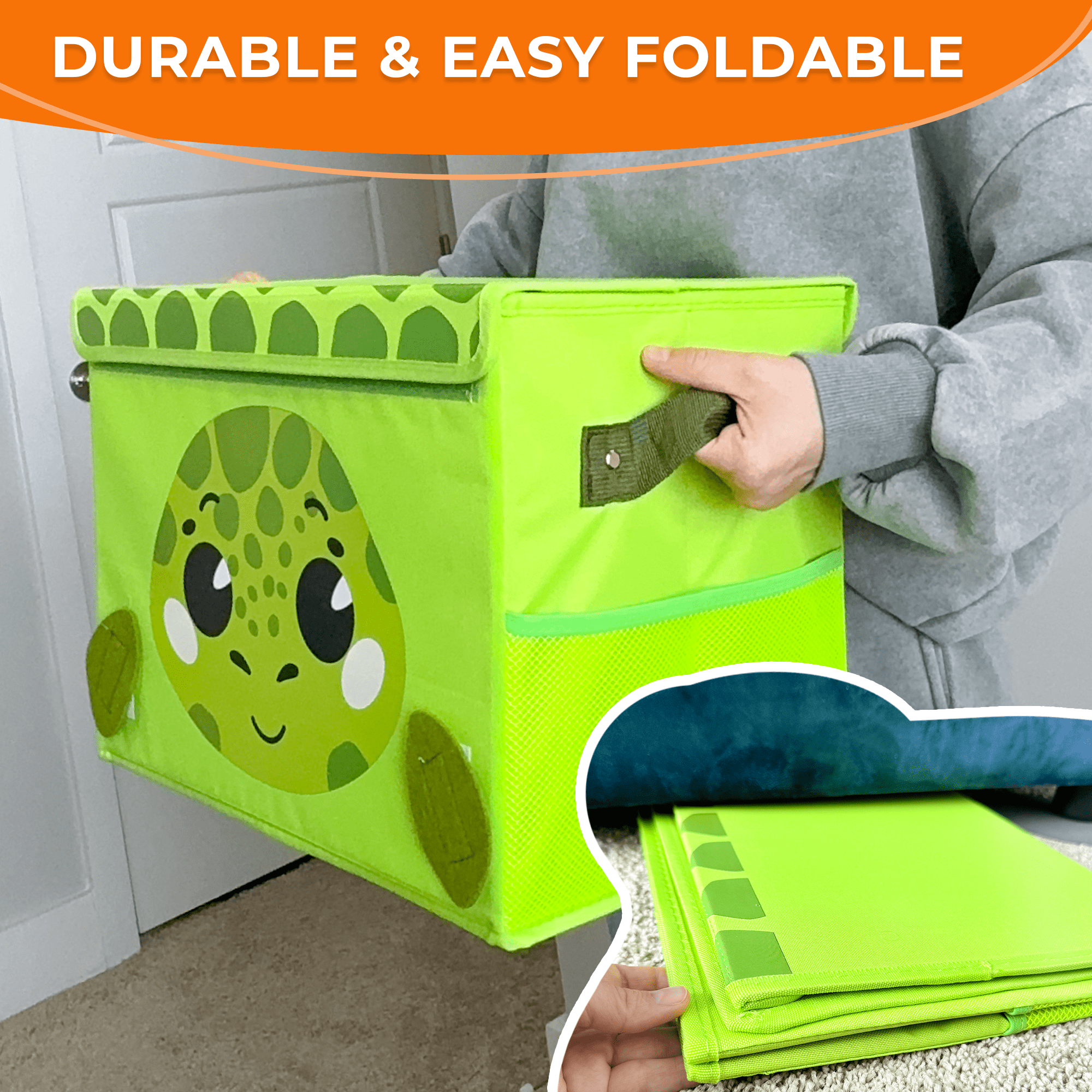 QUOKKA Turtle Toy Storage Box | Toy Chest Organizer for Kids