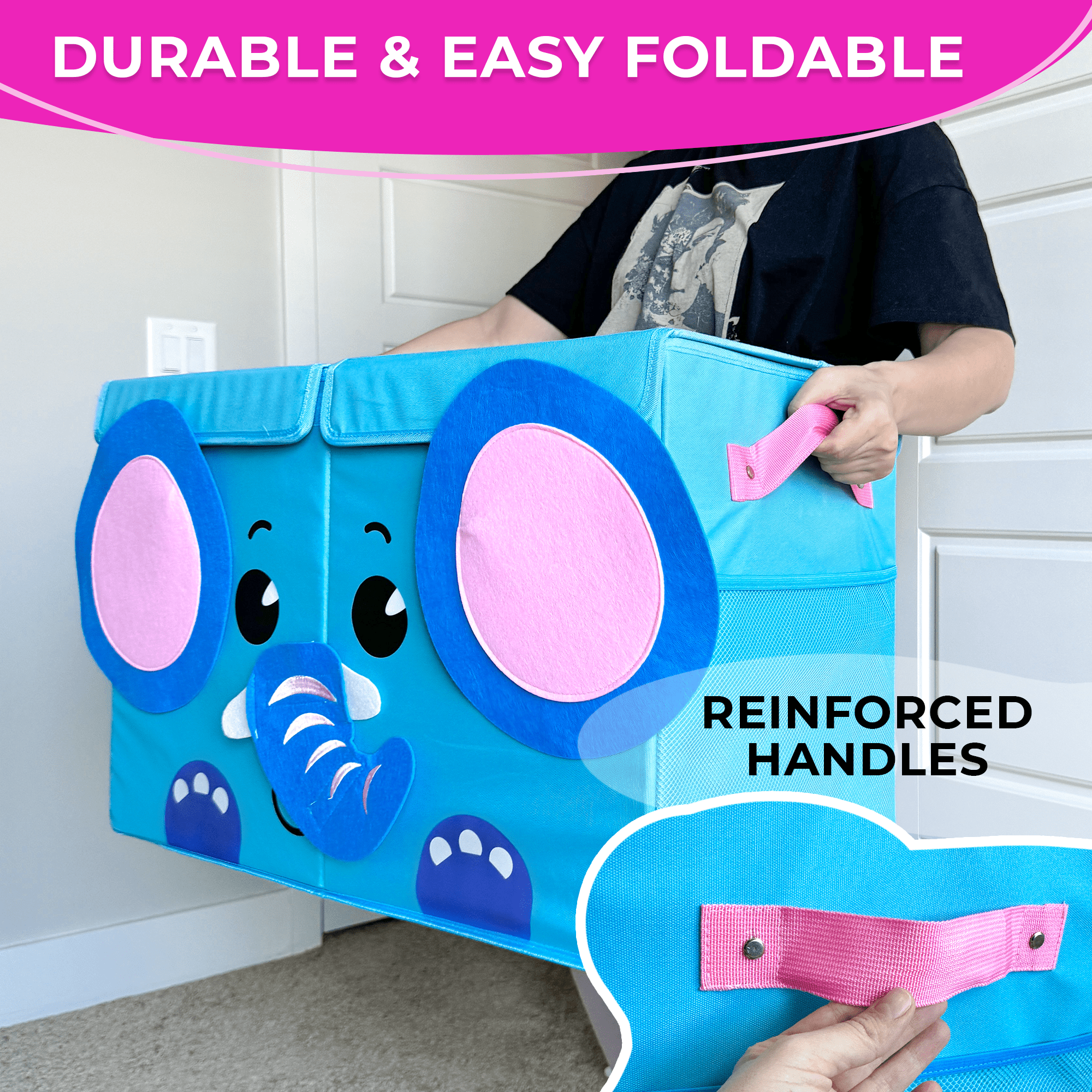 QUOKKA Elephant Toy Storage Box | Toy Chest Organizer for Kids