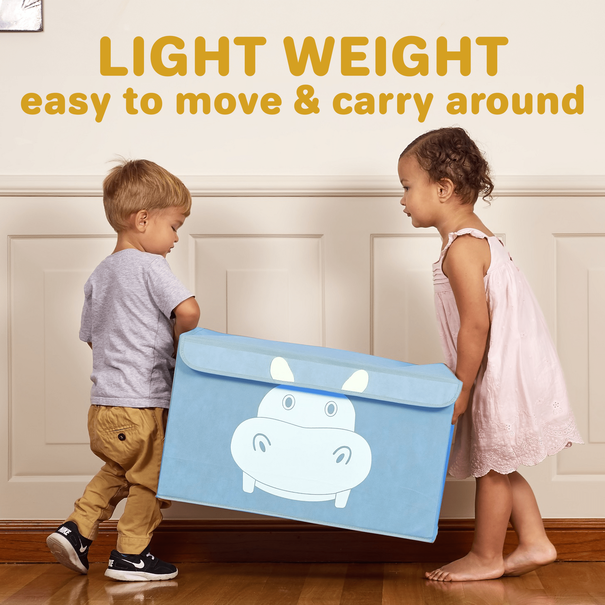 QUOKKA Hippo Toy Storage Box | Toy Chest Organizer for Kids