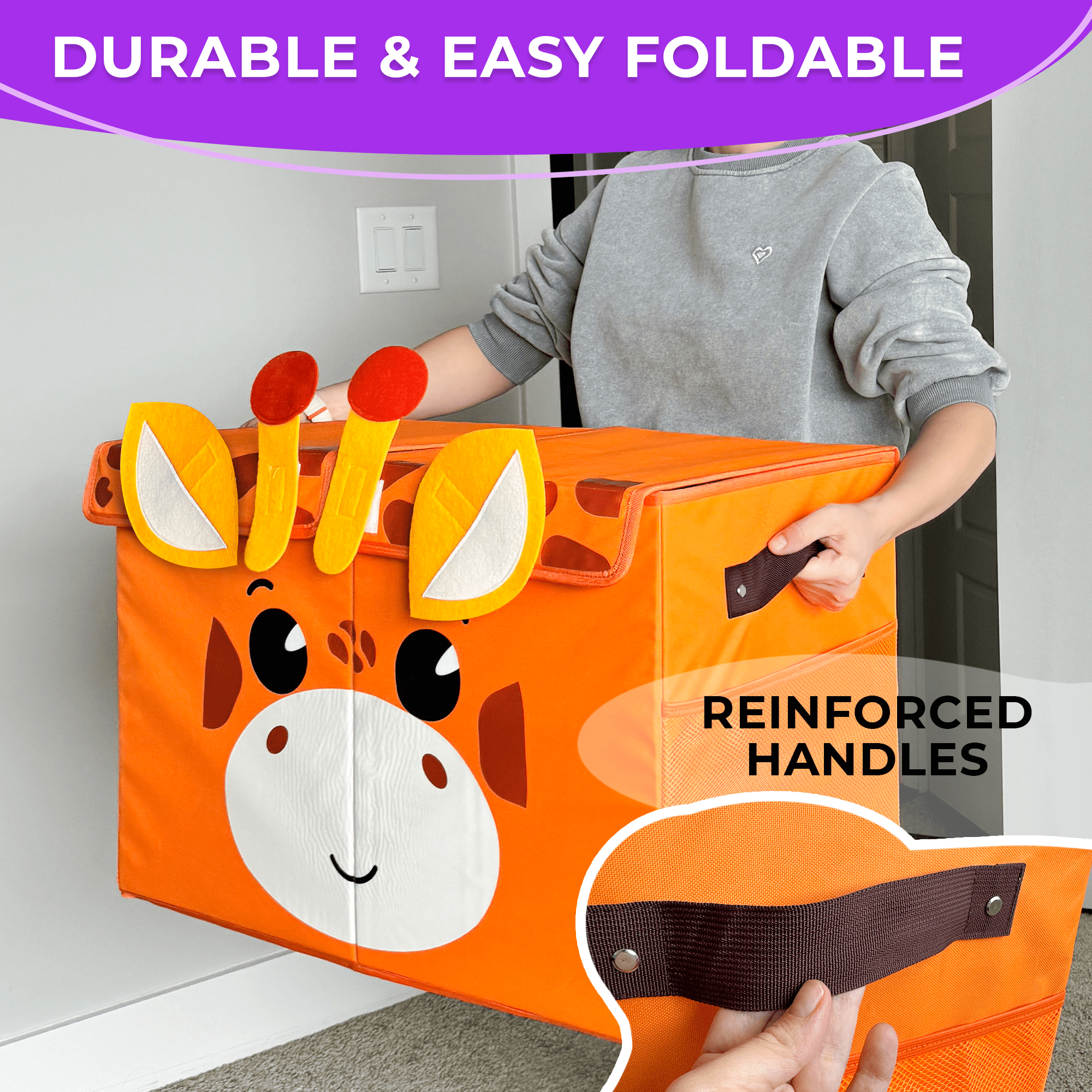 QUOKKA Giraffe Toy Storage Box | Toy Chest Organizer for Kids