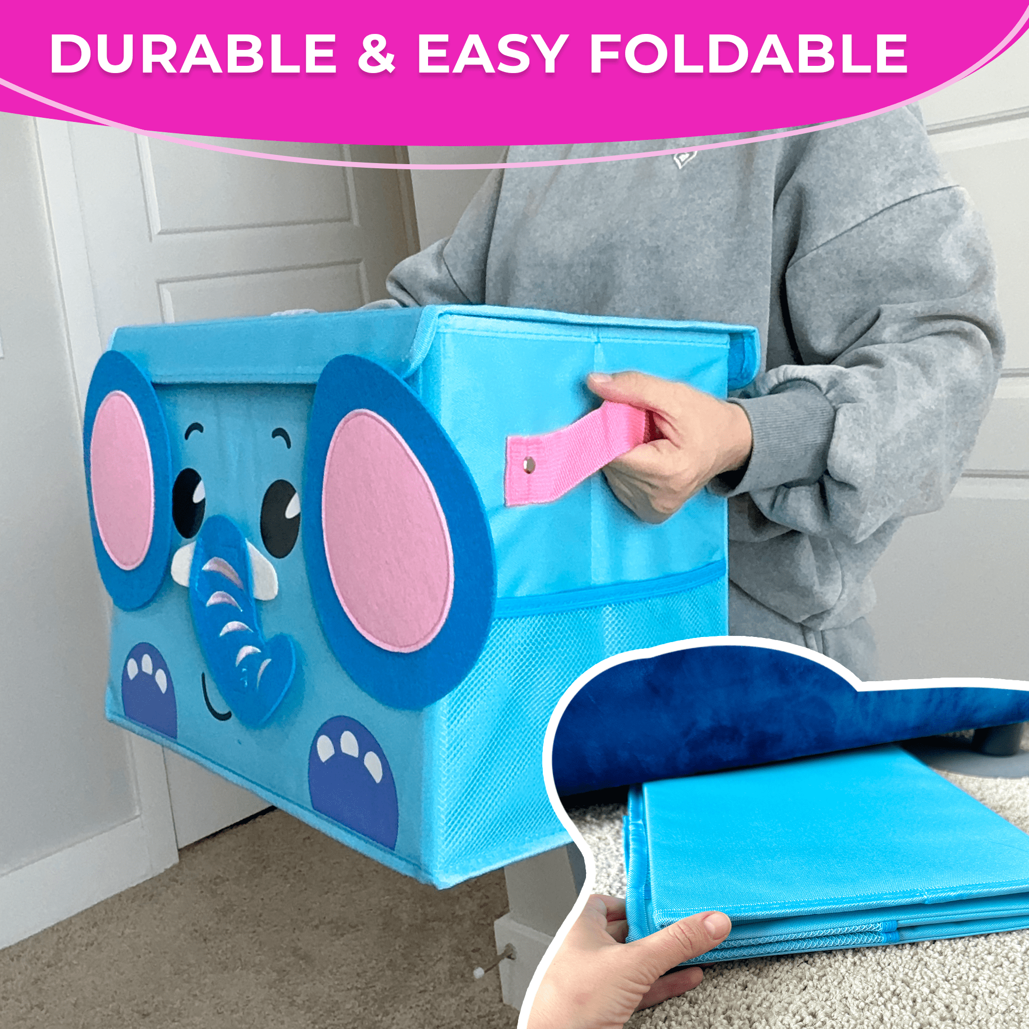 QUOKKA Elephant Toy Storage Box | Toy Chest Organizer for Kids