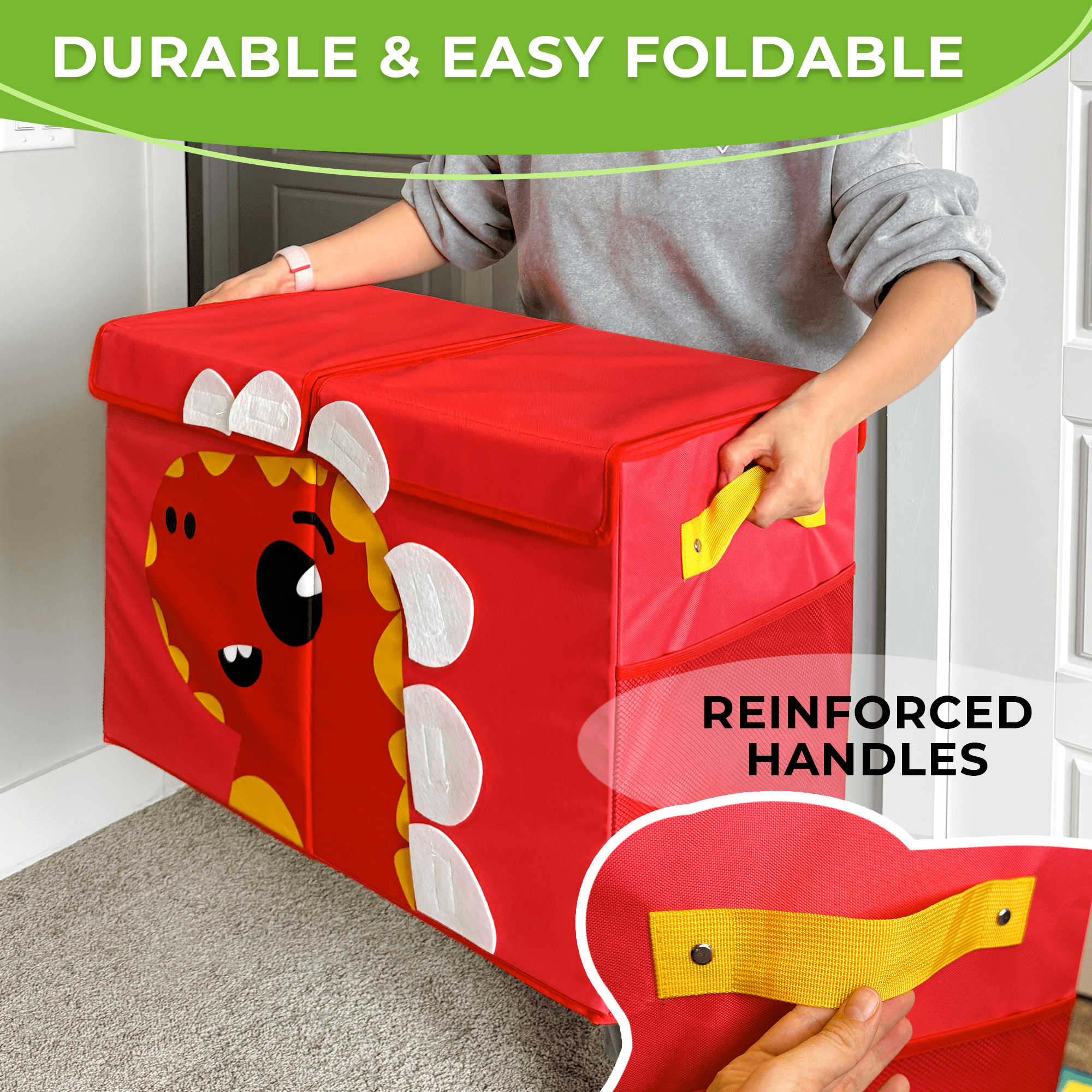 QUOKKA Dino Toy Storage Box | Toy Chest Organizer for Kids