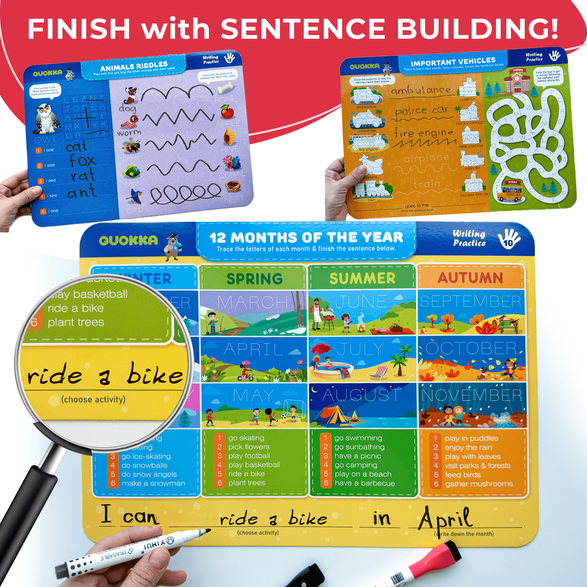 QUOKKA Busy Book Practice Handwriting for Kids - Learn to Write