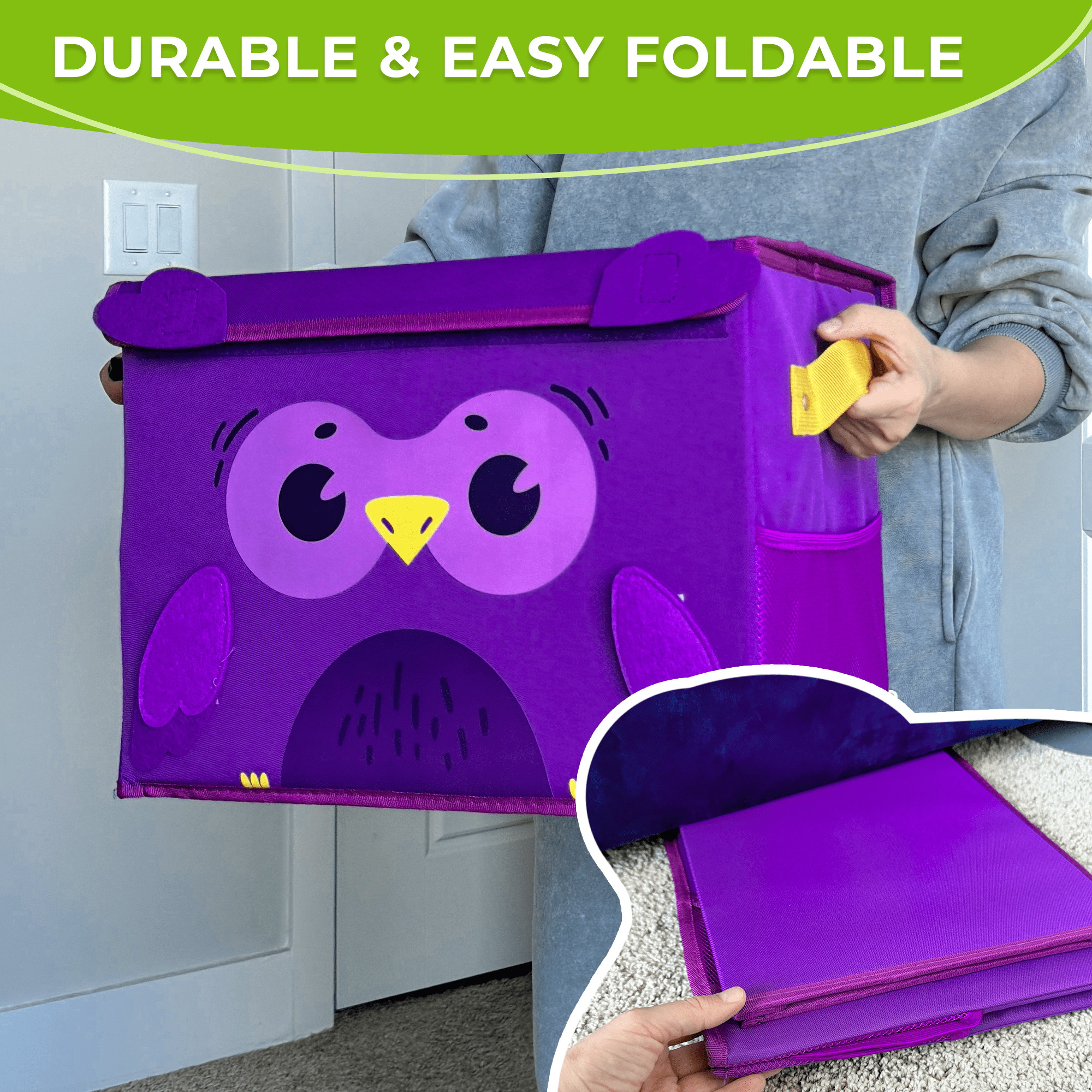 QUOKKA Owl Toy Storage Box | Toy Chest Organizer for Kids