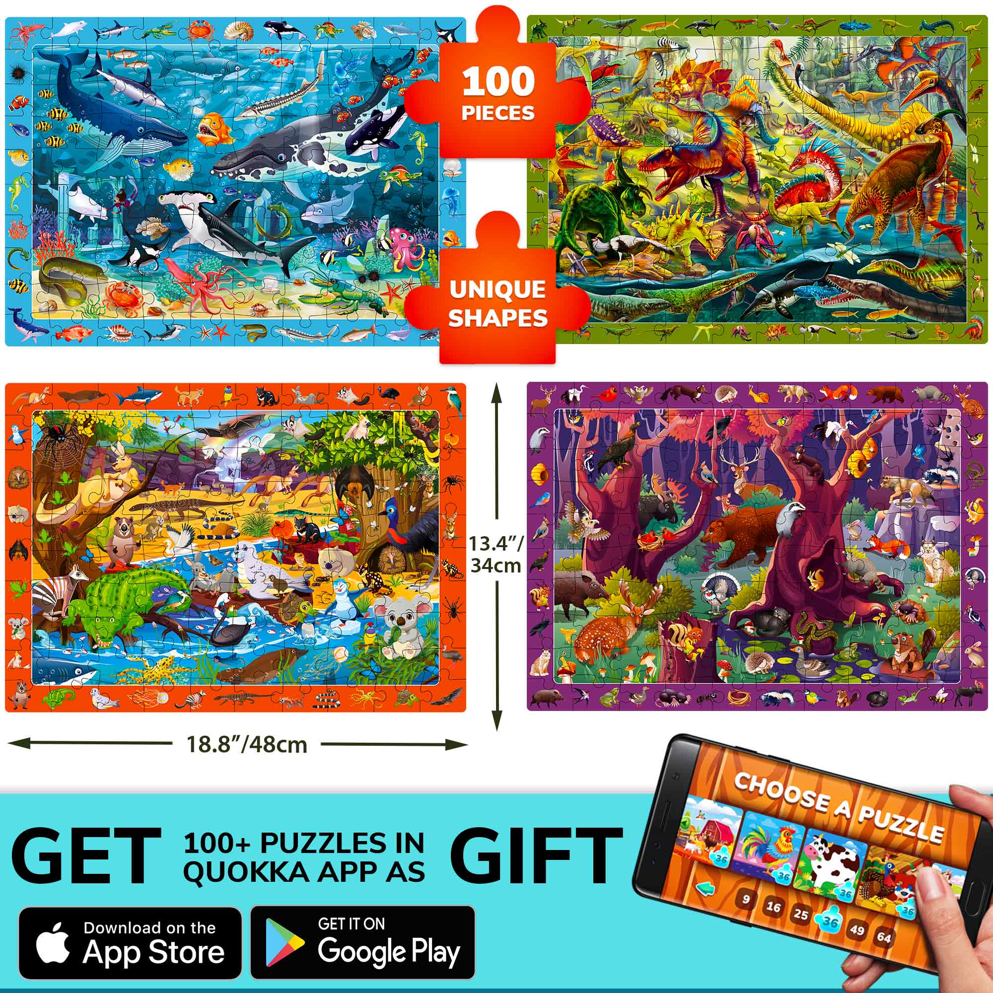 100 Pcs Search & Find Puzzles for Kids | Forest & Ocean