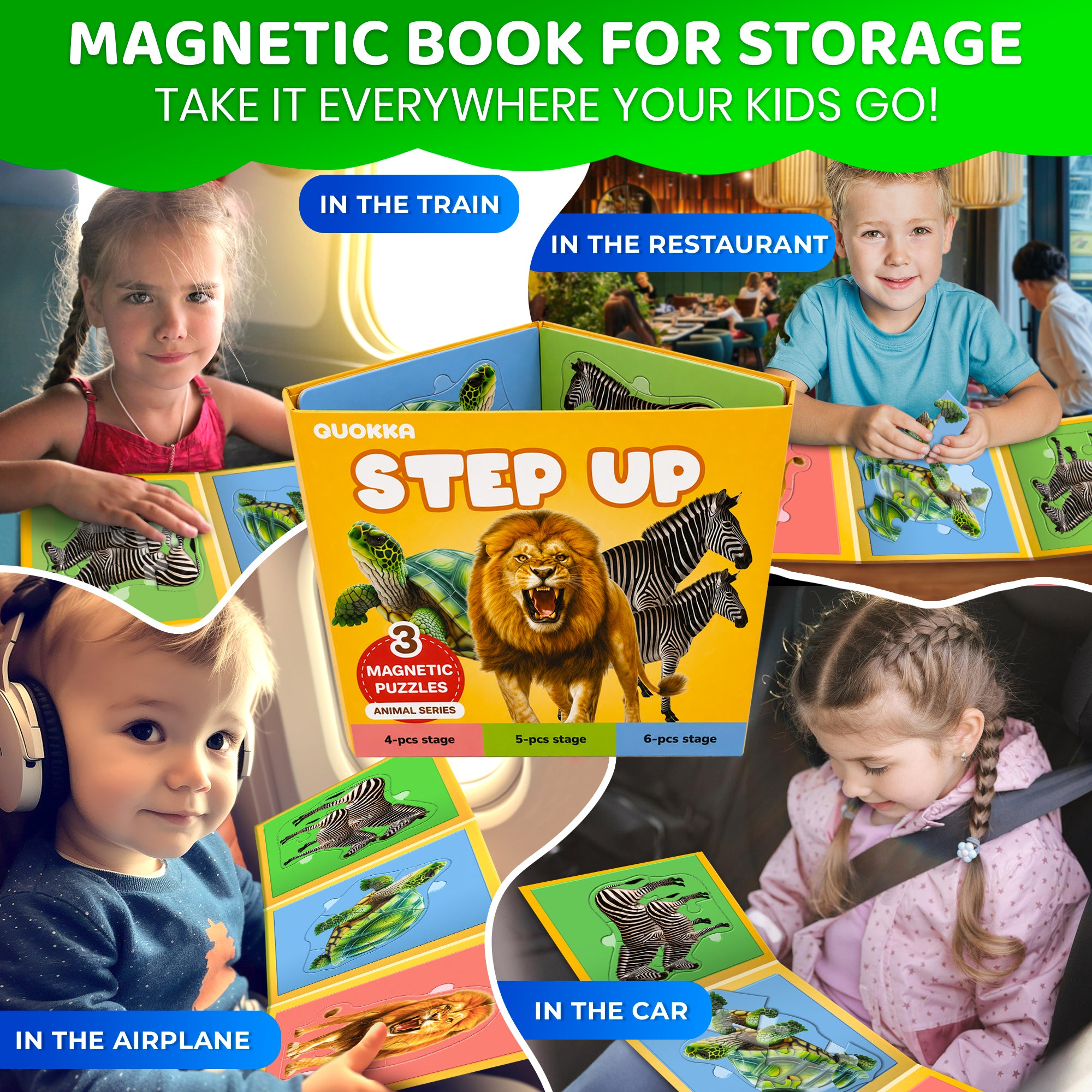 Step Up Magnetic Puzzles for Toddlers - Wild Animals