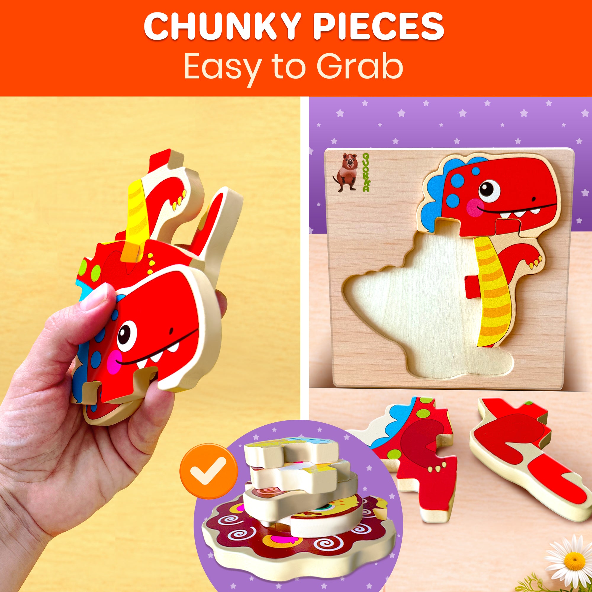 Wooden Puzzle for Toddlers Unique Shapes | Animal