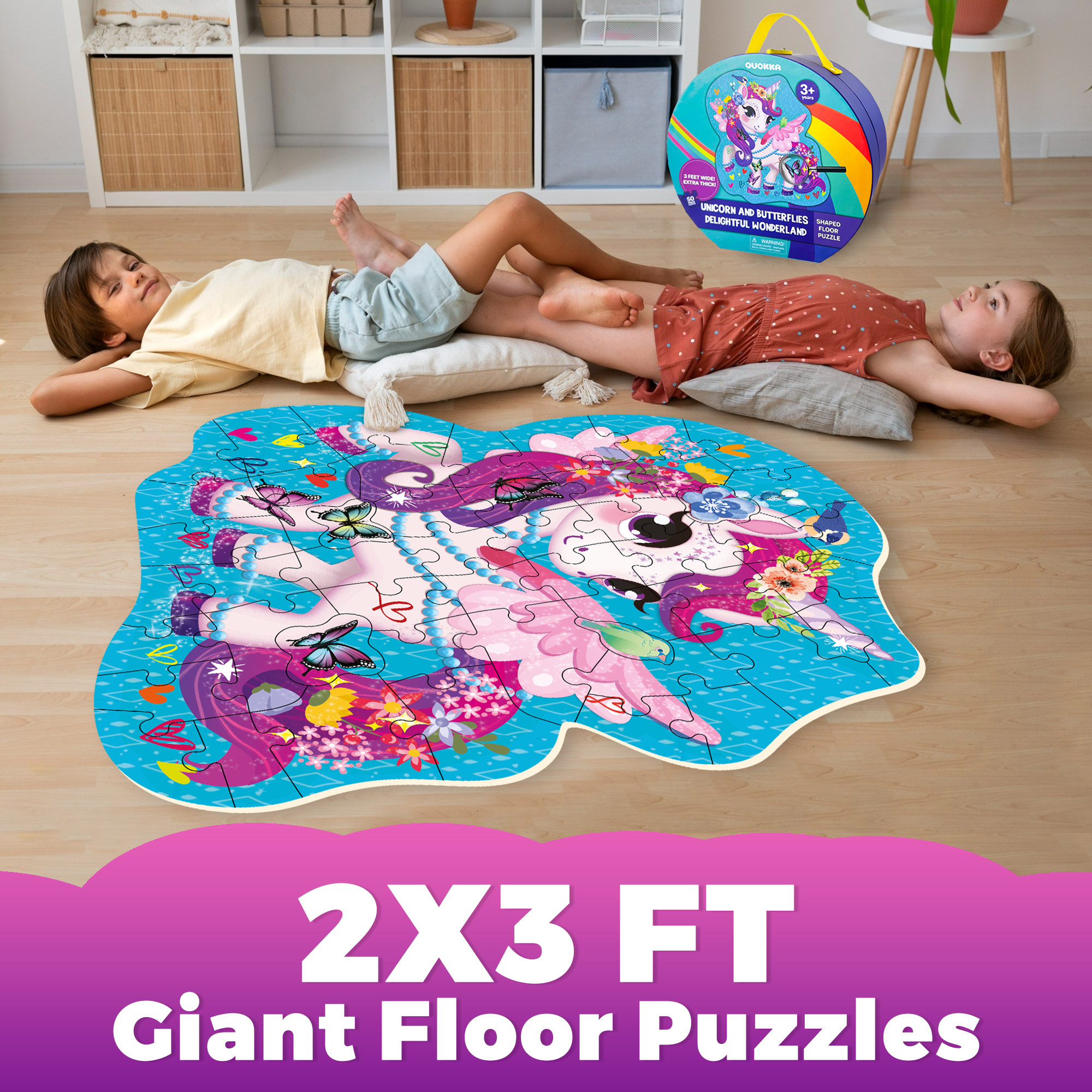 QUOKKA 2x3 FT Shaped Floor Puzzles Unicorn