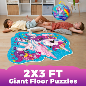 QUOKKA 2x3 FT Shaped Floor Puzzles Unicorn