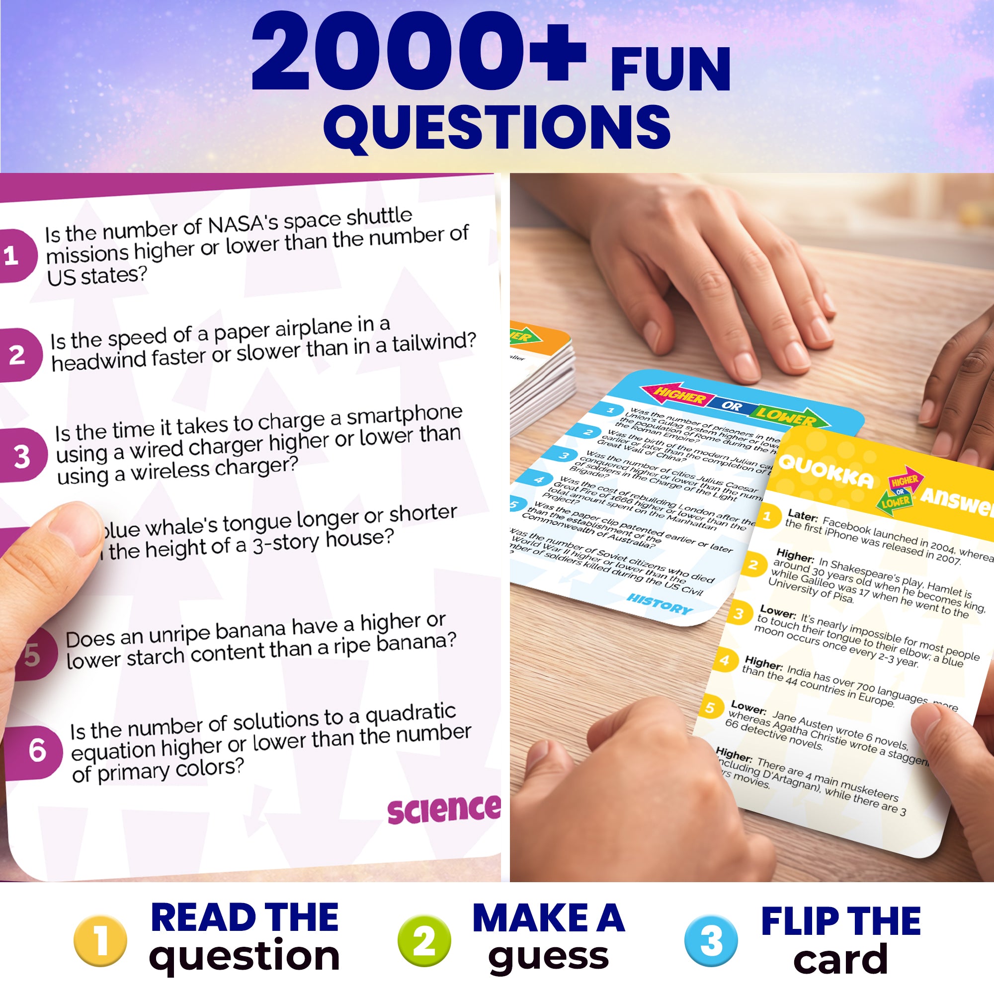 4 Set Board Game Higher or Lower for Family