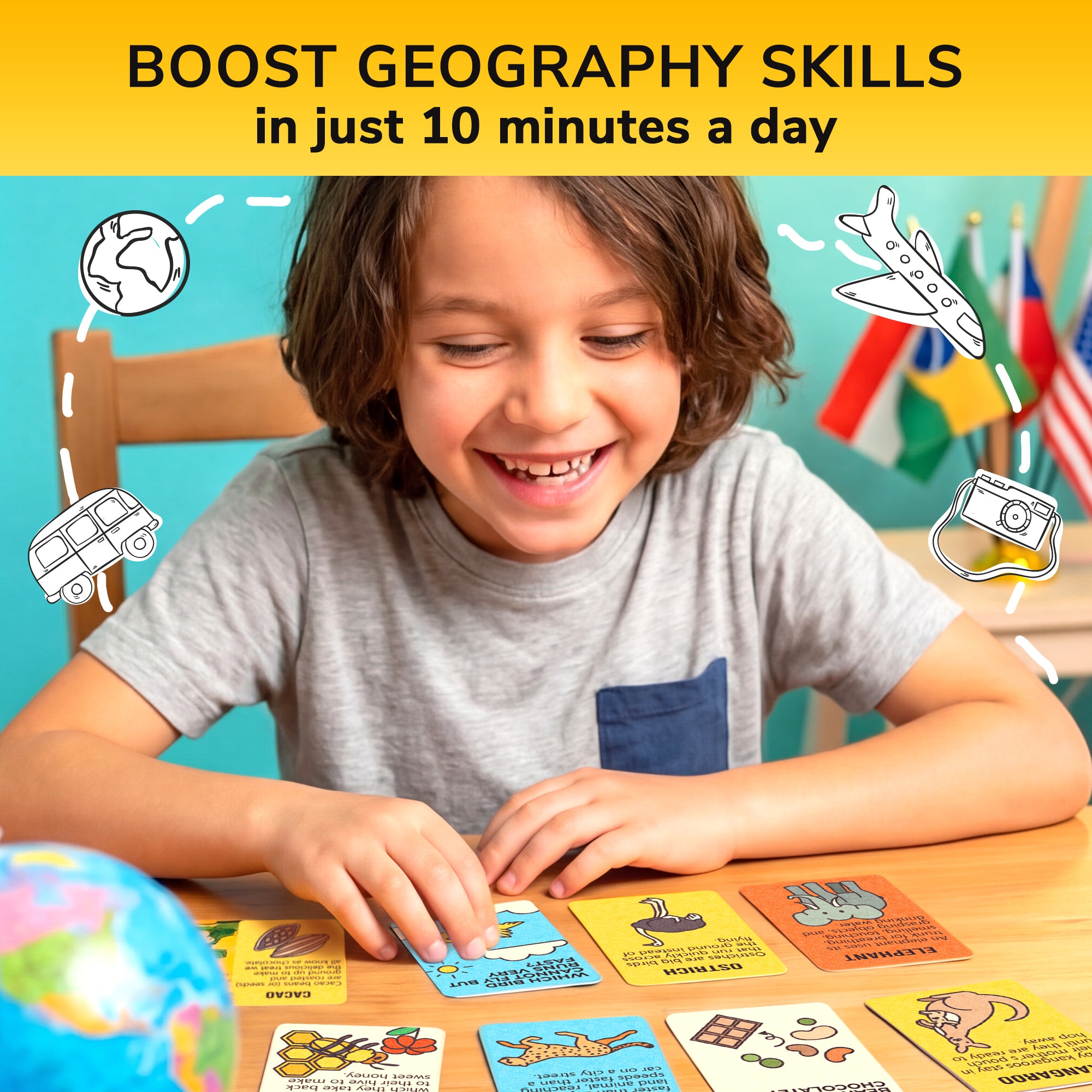 Trivia Card Game for Kids - Geography, Culture & Fun Facts