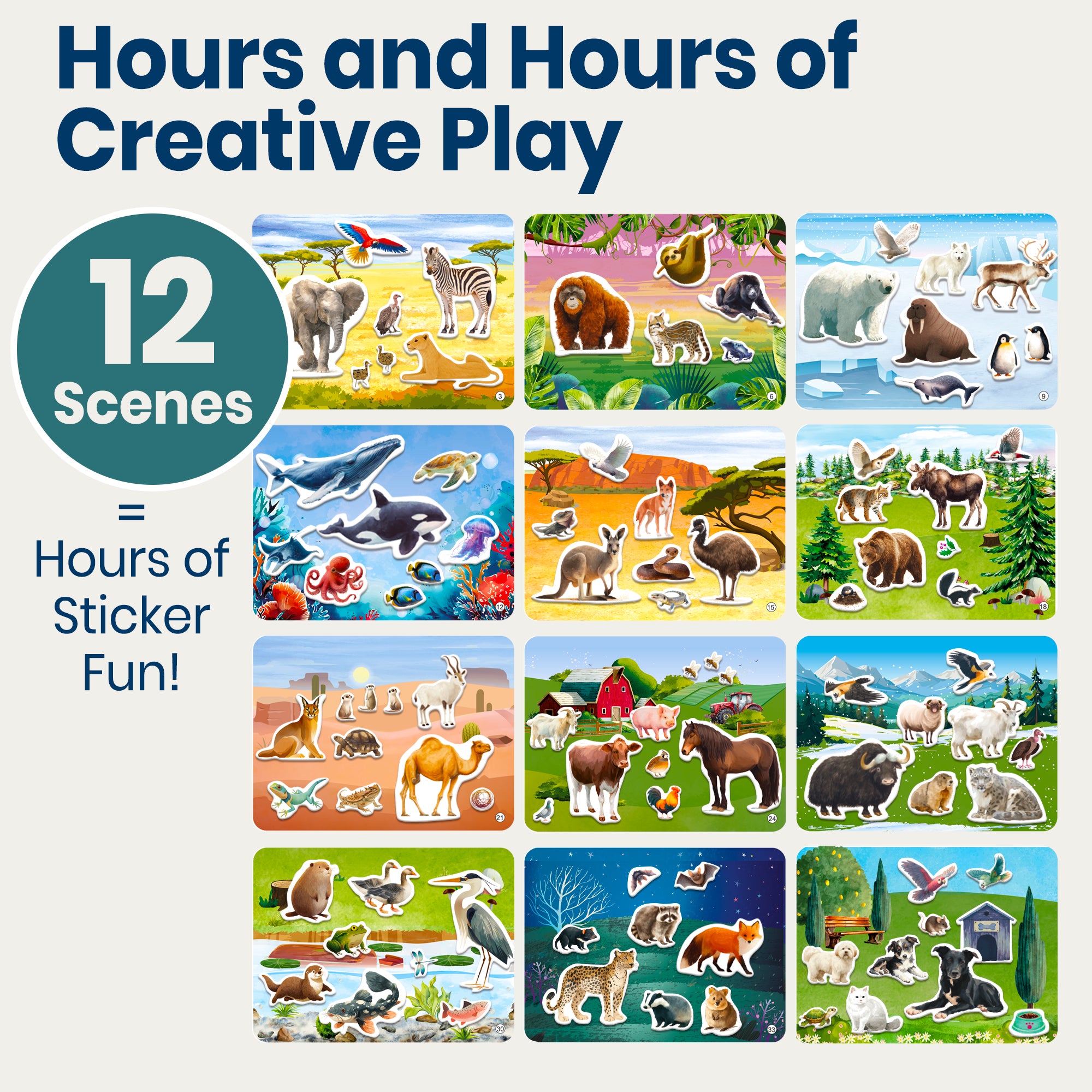Sticker Book for Kids Realistic Animals - Draw & Stick Creative Workbook