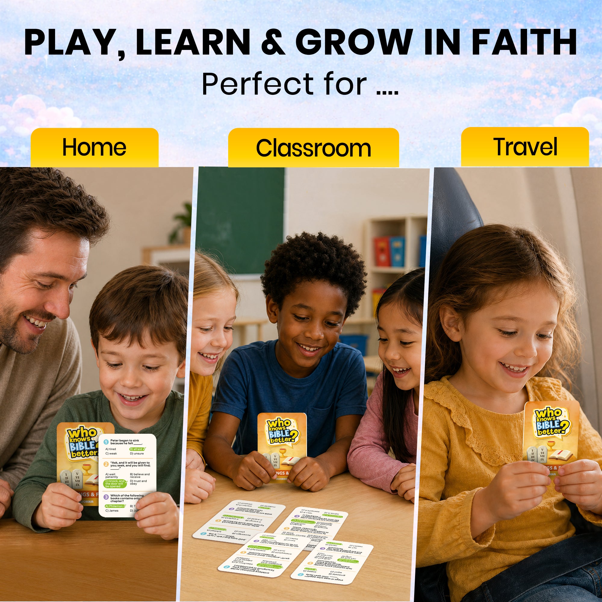 Trivia Card Game - Who Knows Bible Better? Teachings and Facts