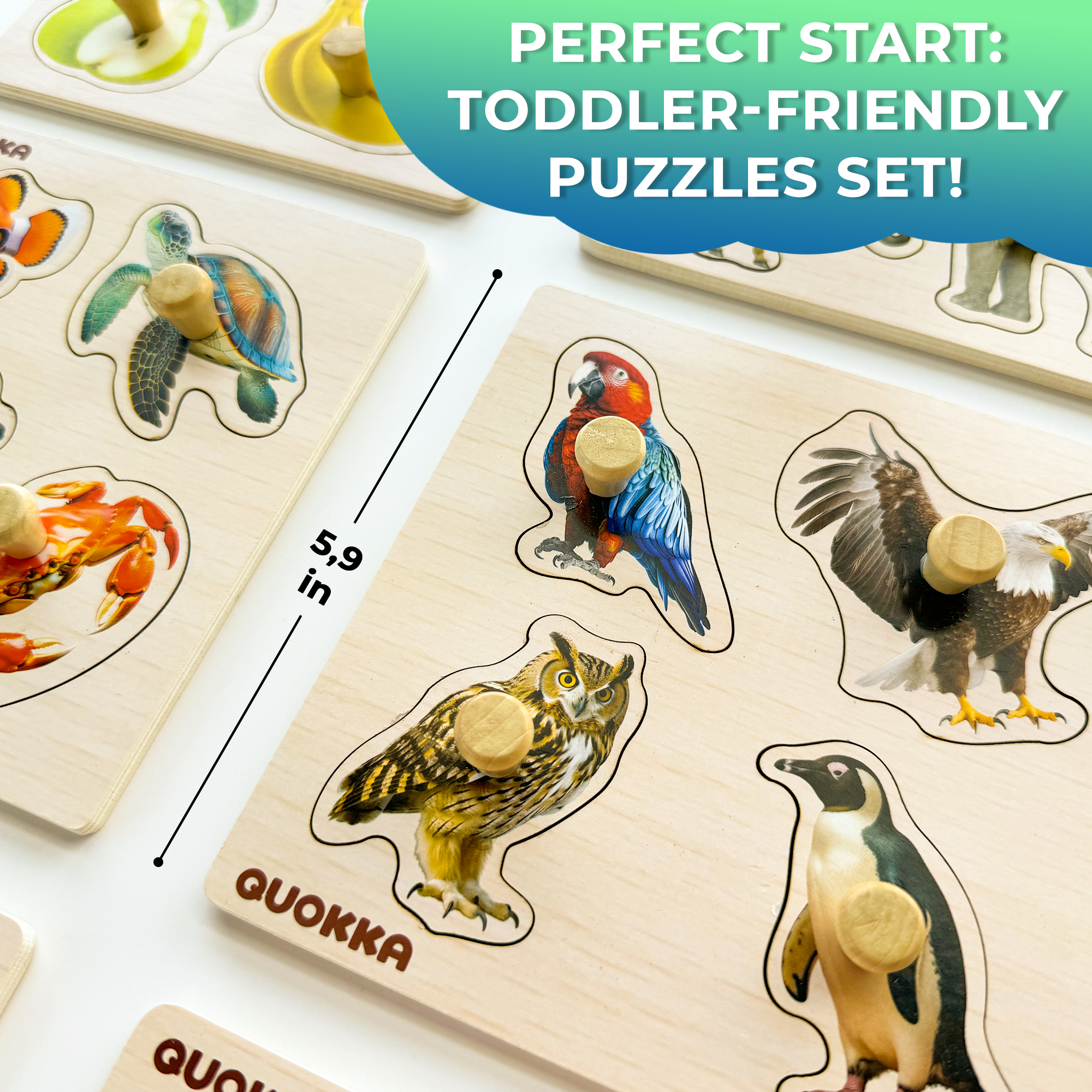 QUOKKA 4 Set Pegged Puzzles for Toddlers and Kids