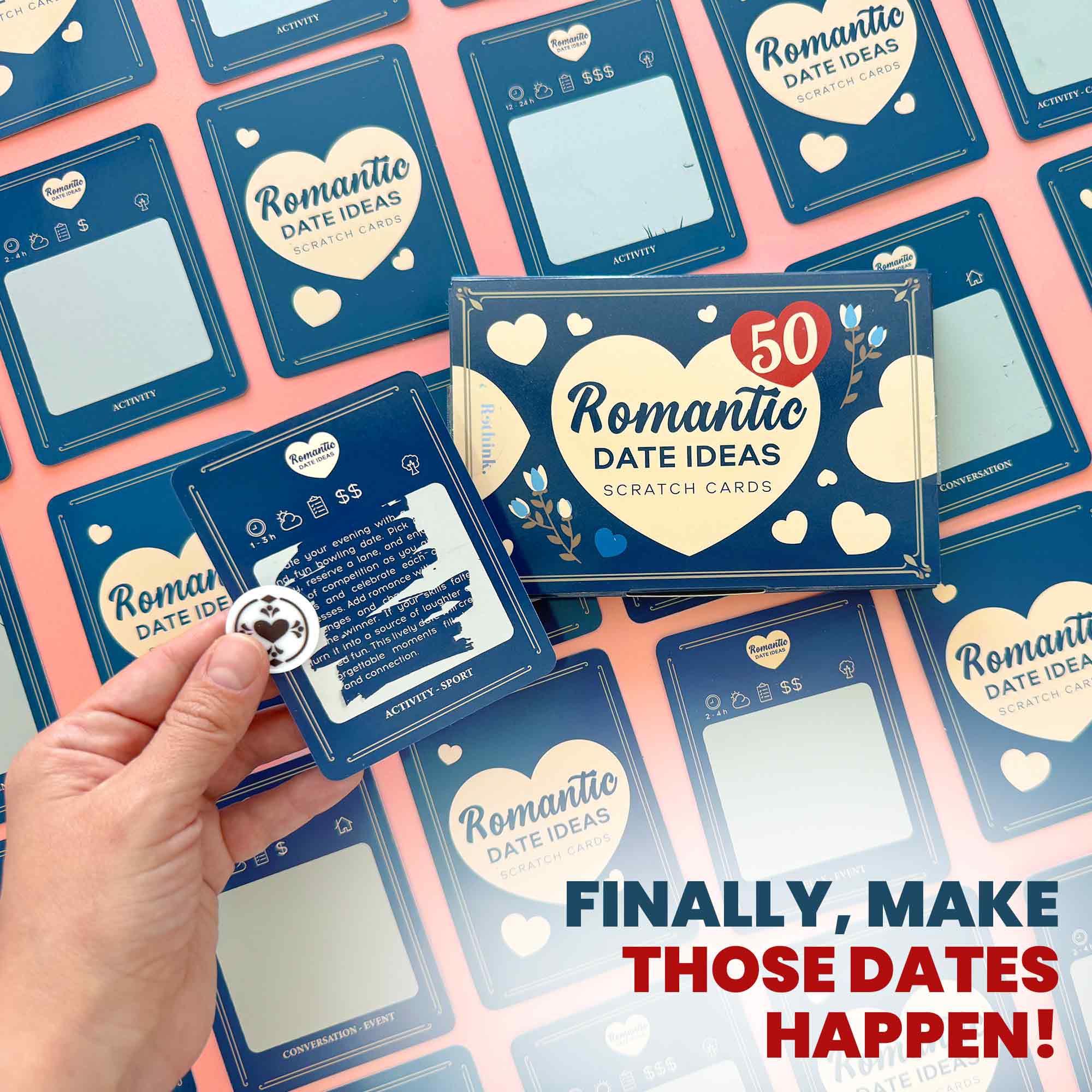 Scratch Cards for Couples Blue | 50 Romantic Dates