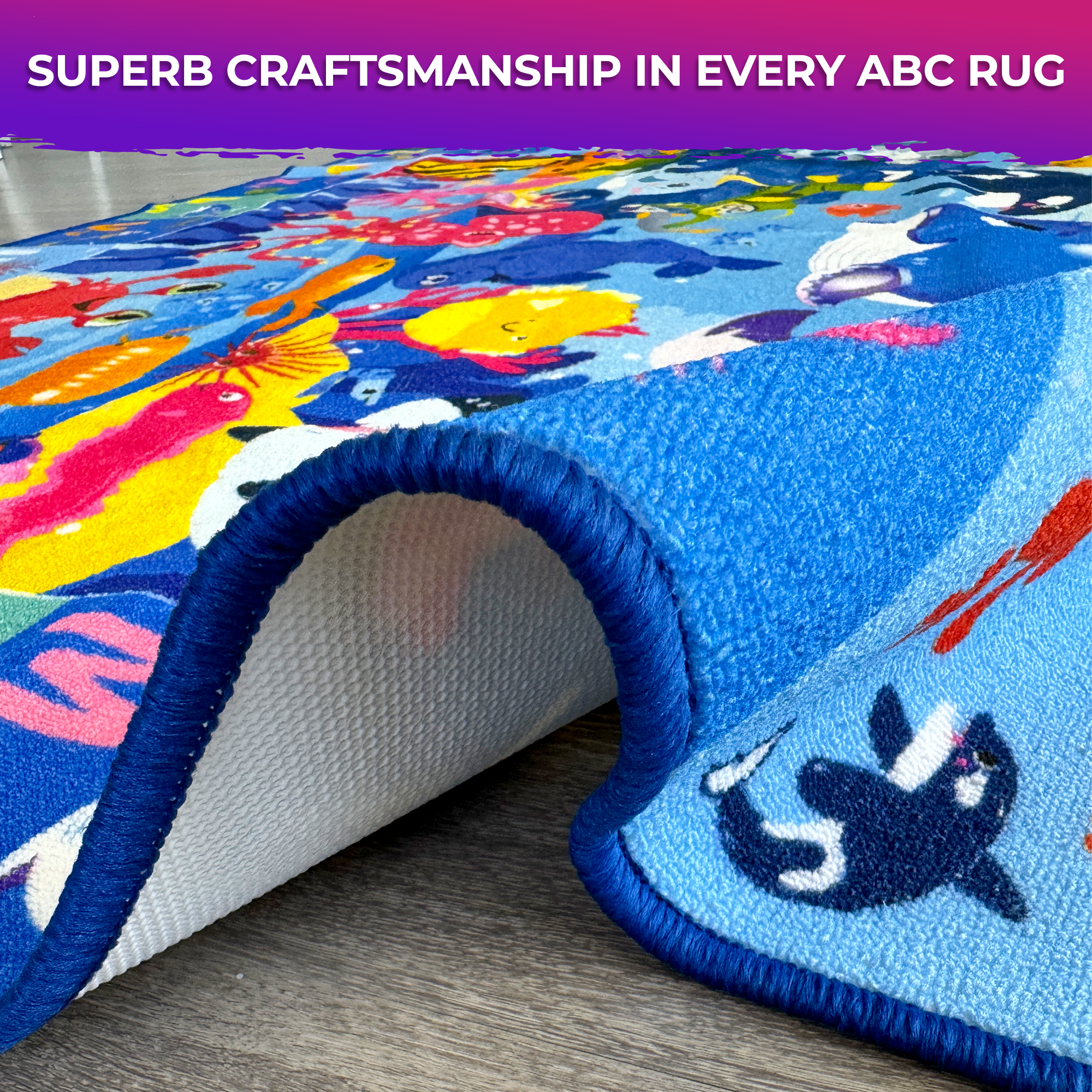 Small Classroom Ocean Rug for Kids - 59x39 ABC Rugs for Playroom