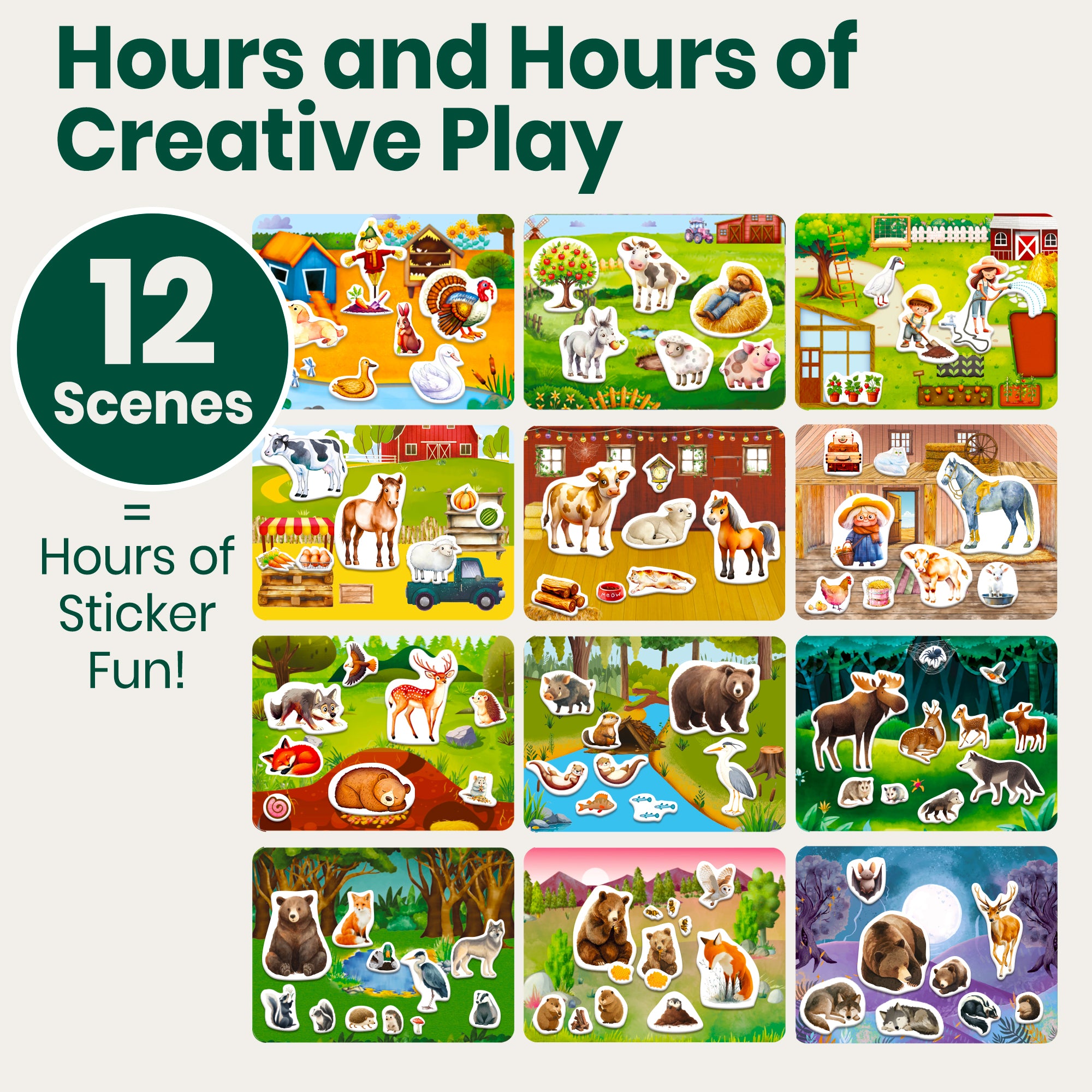 Sticker Book for Kids Farm & Forest - Draw & Stick Creative Workbook