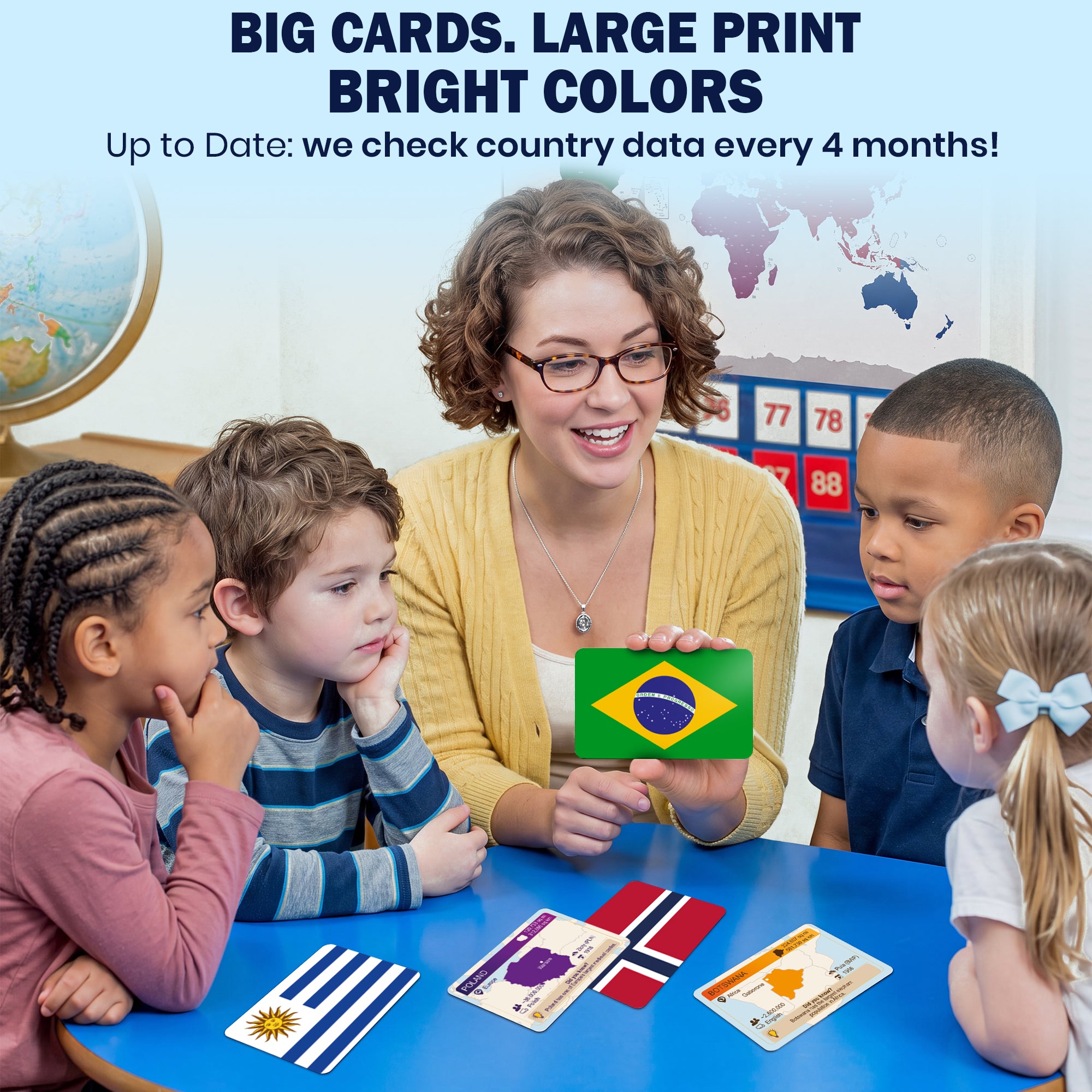 World Flags Flash Cards – 193 Country Geography Trivia Cards