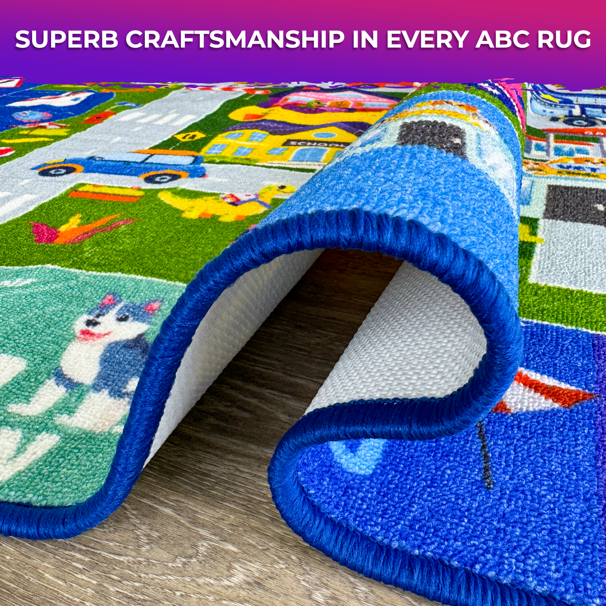 Small Classroom Boys Rug for Kids - 59x39 ABC City Rugs for Playroom
