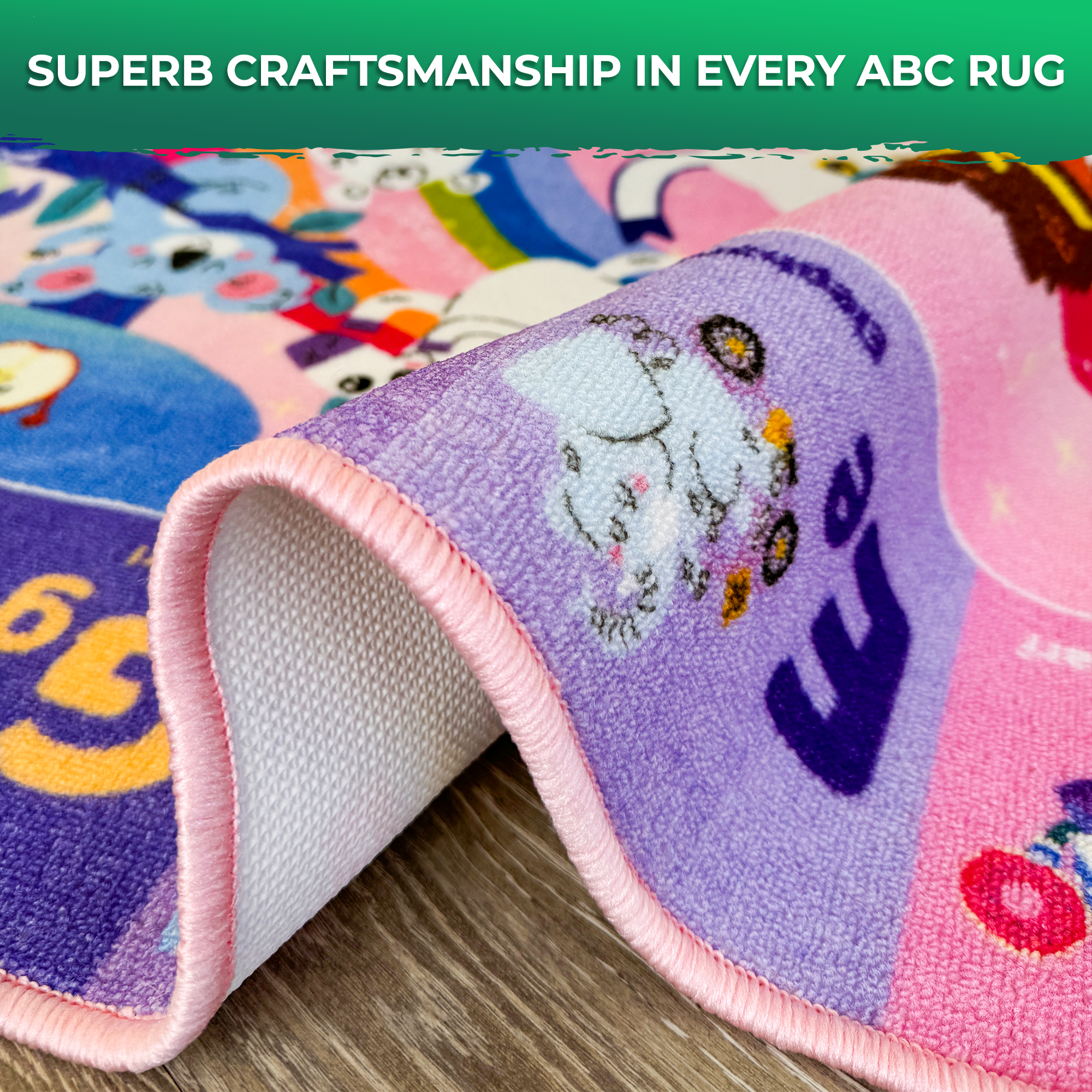 Small Classroom Girl Rug for Kids - 59x39 ABC Rugs for Playroom