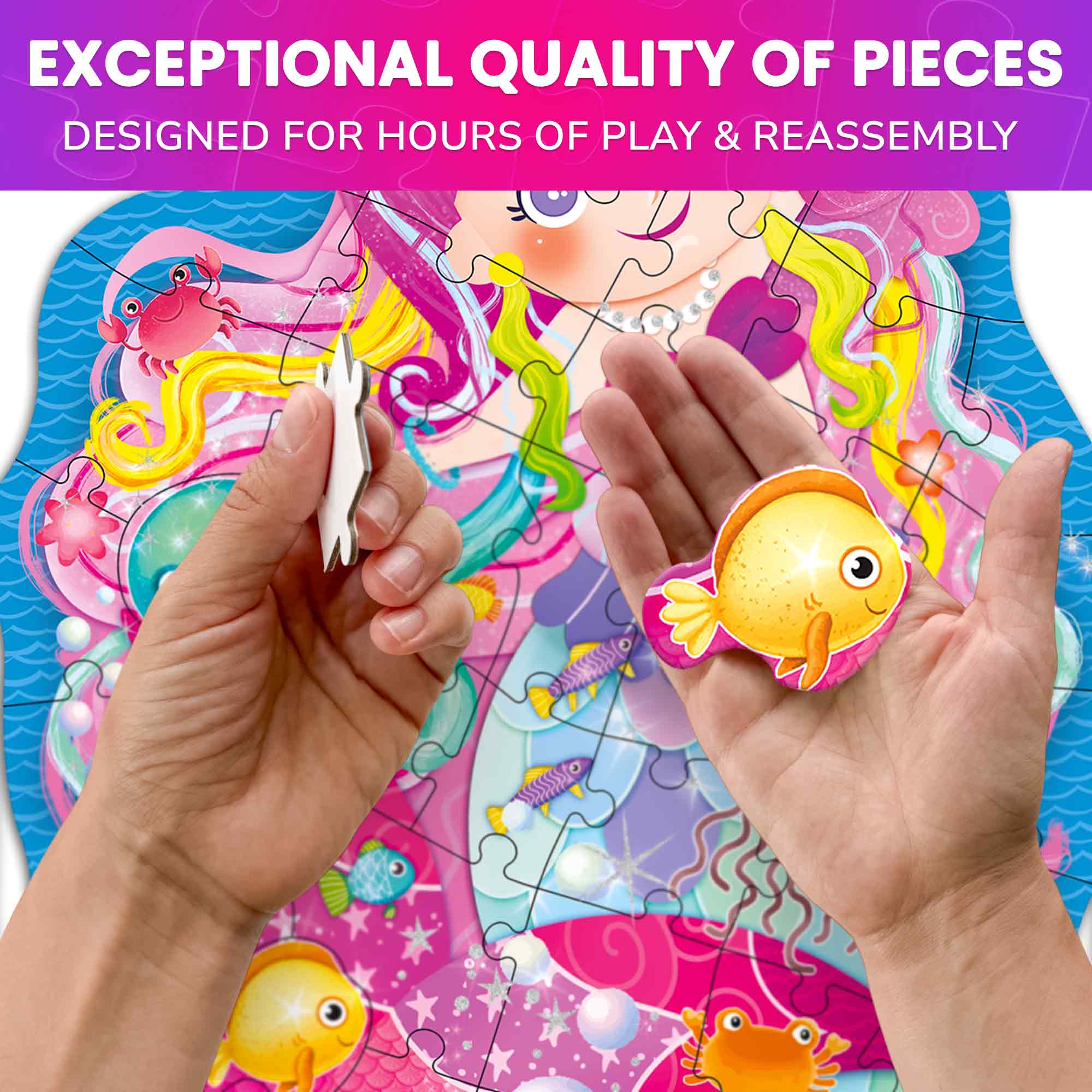 4x48 Pcs Shaped Puzzles with Glitter Effect - Princess, Unicorn