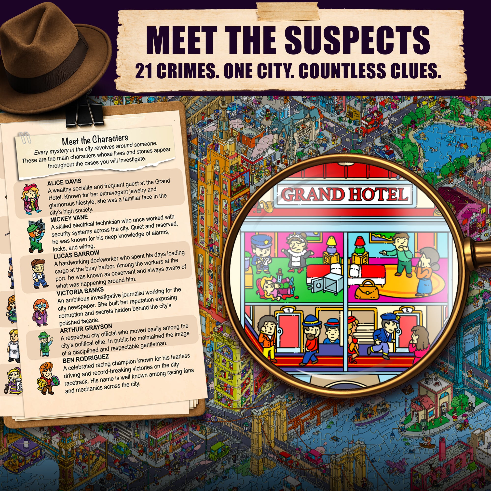 1000 Pcs Puzzle for Adults Detective with 21 Cases - New York